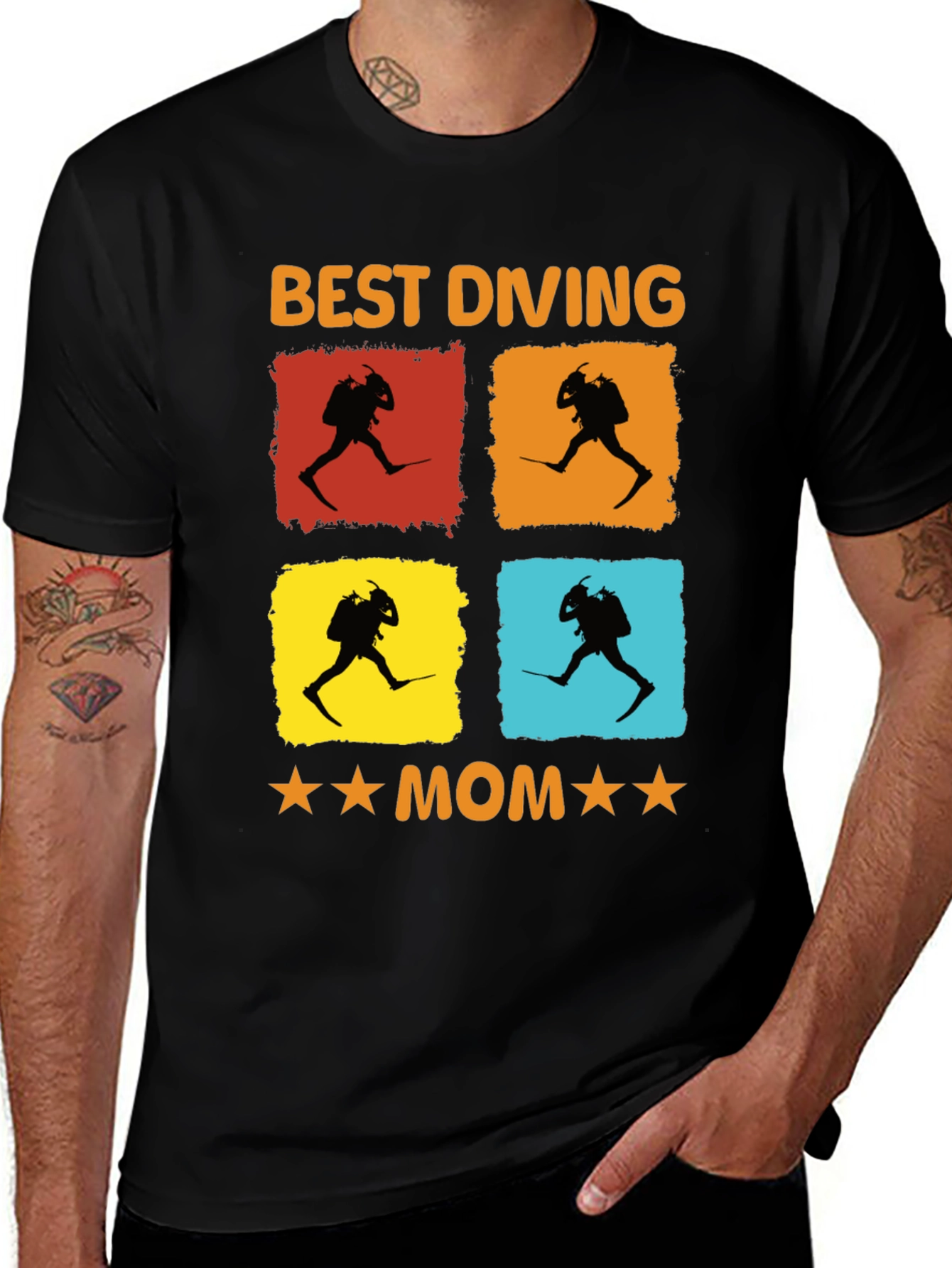 Best Diving Mom T-Shirt | Diver Silhouette Graphic Tee