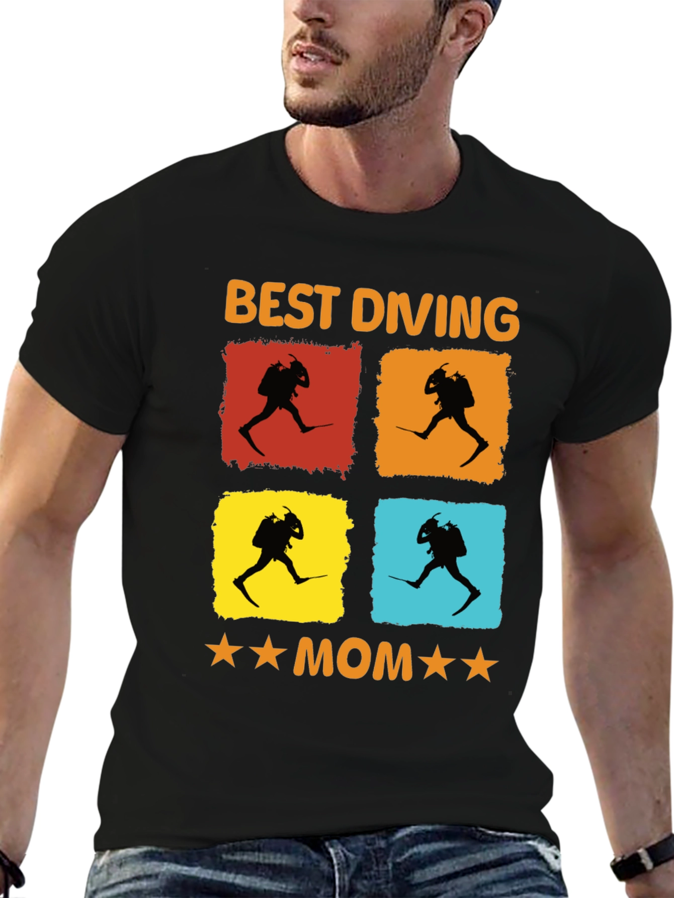 Best Diving Mom T-Shirt | Diver Silhouette Graphic Tee