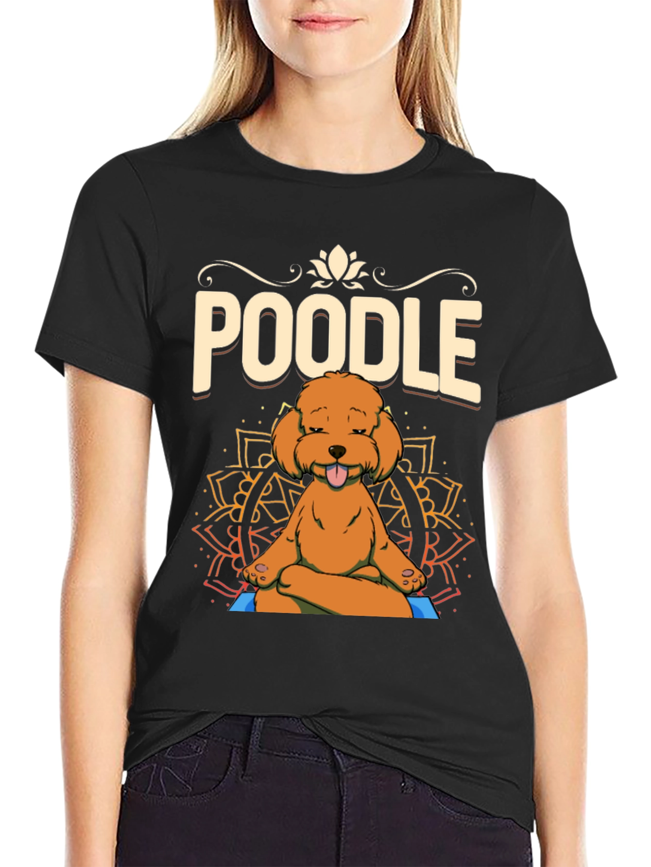 Yoga Poodle T-Shirt - Meditating Dog Design