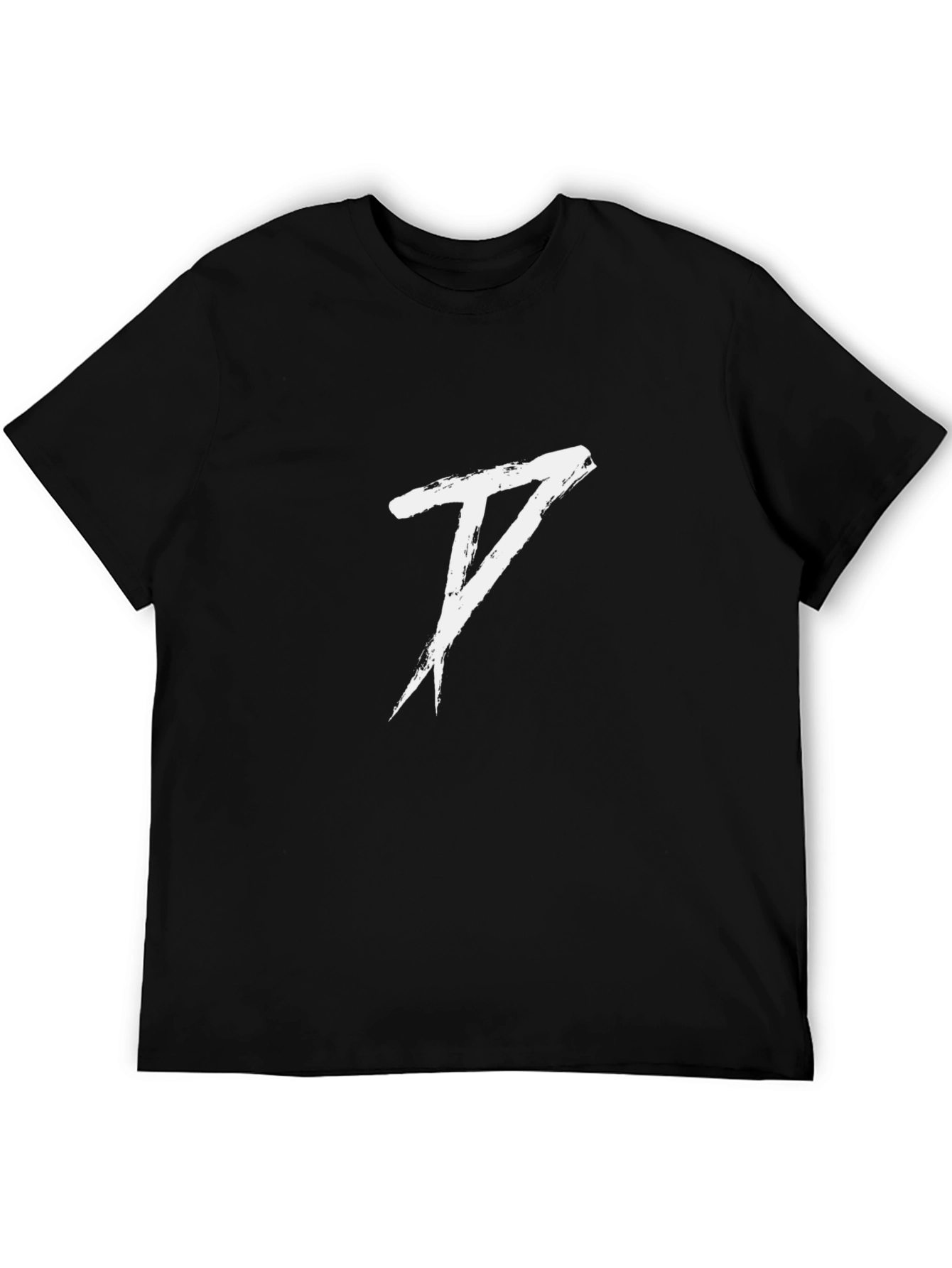 Mens Black Graphic Tee - Brush Stroke Design
