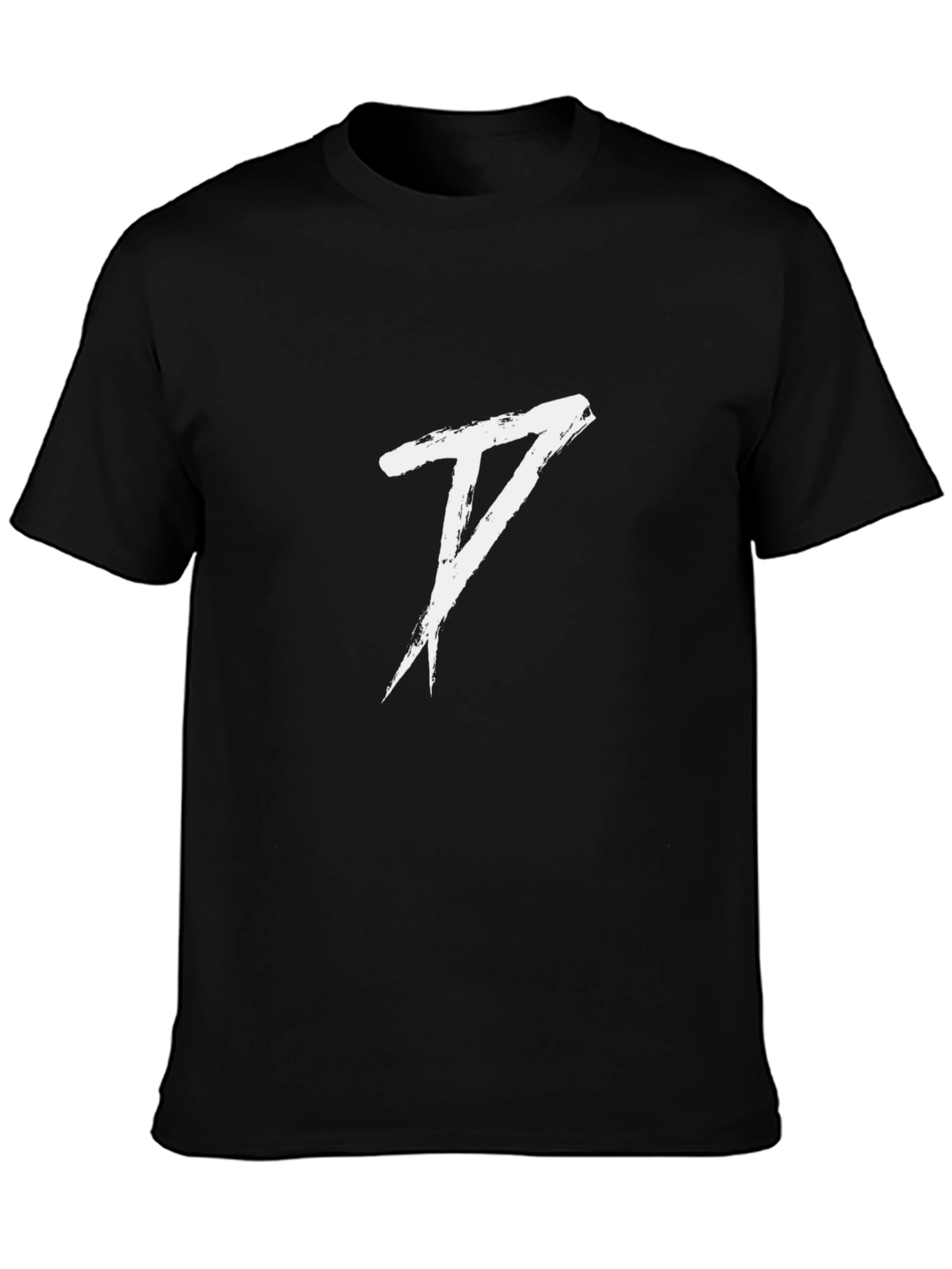 Mens Black Graphic Tee - Brush Stroke Design