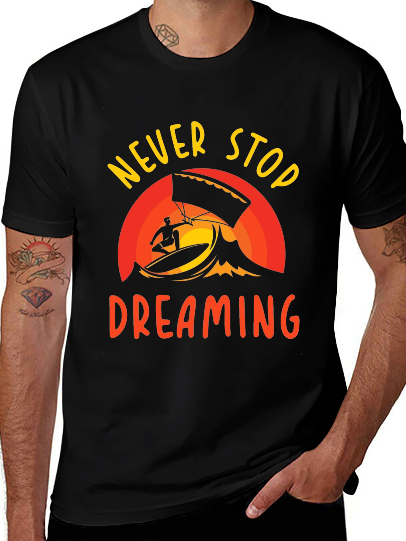 Never Stop Dreaming Black Graphic Tee