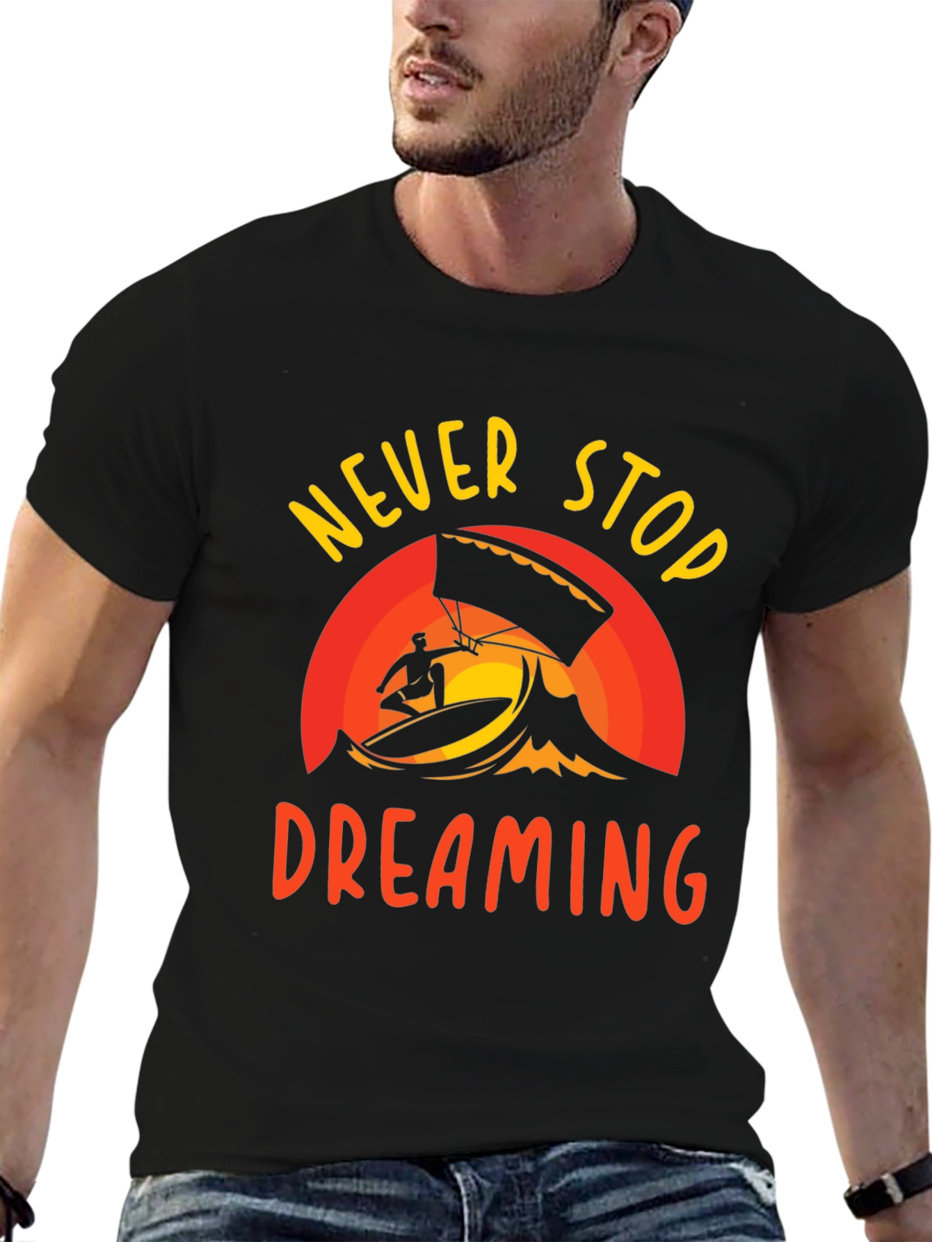 Never Stop Dreaming Black Graphic Tee