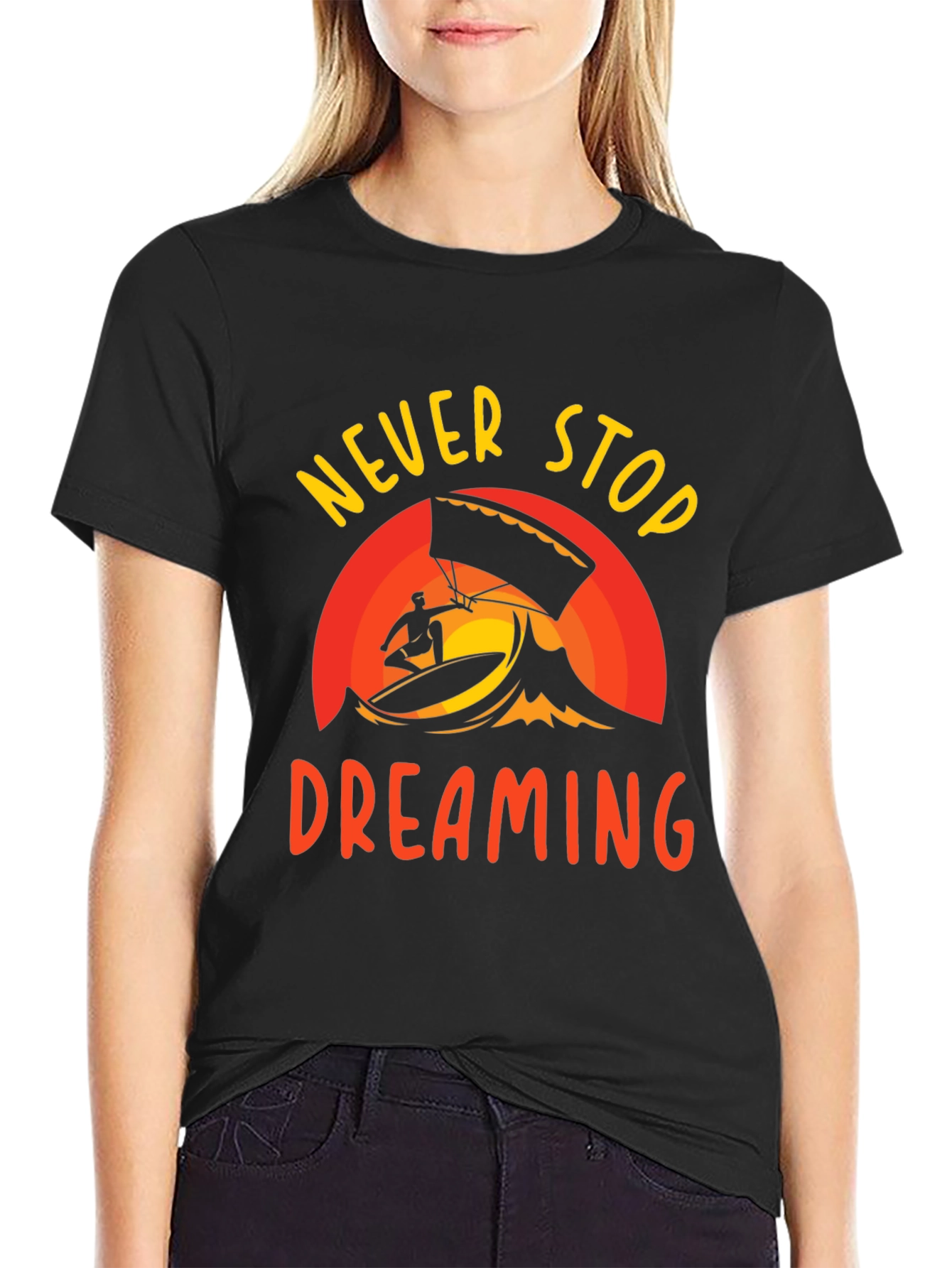 Never Stop Dreaming Black Graphic Tee