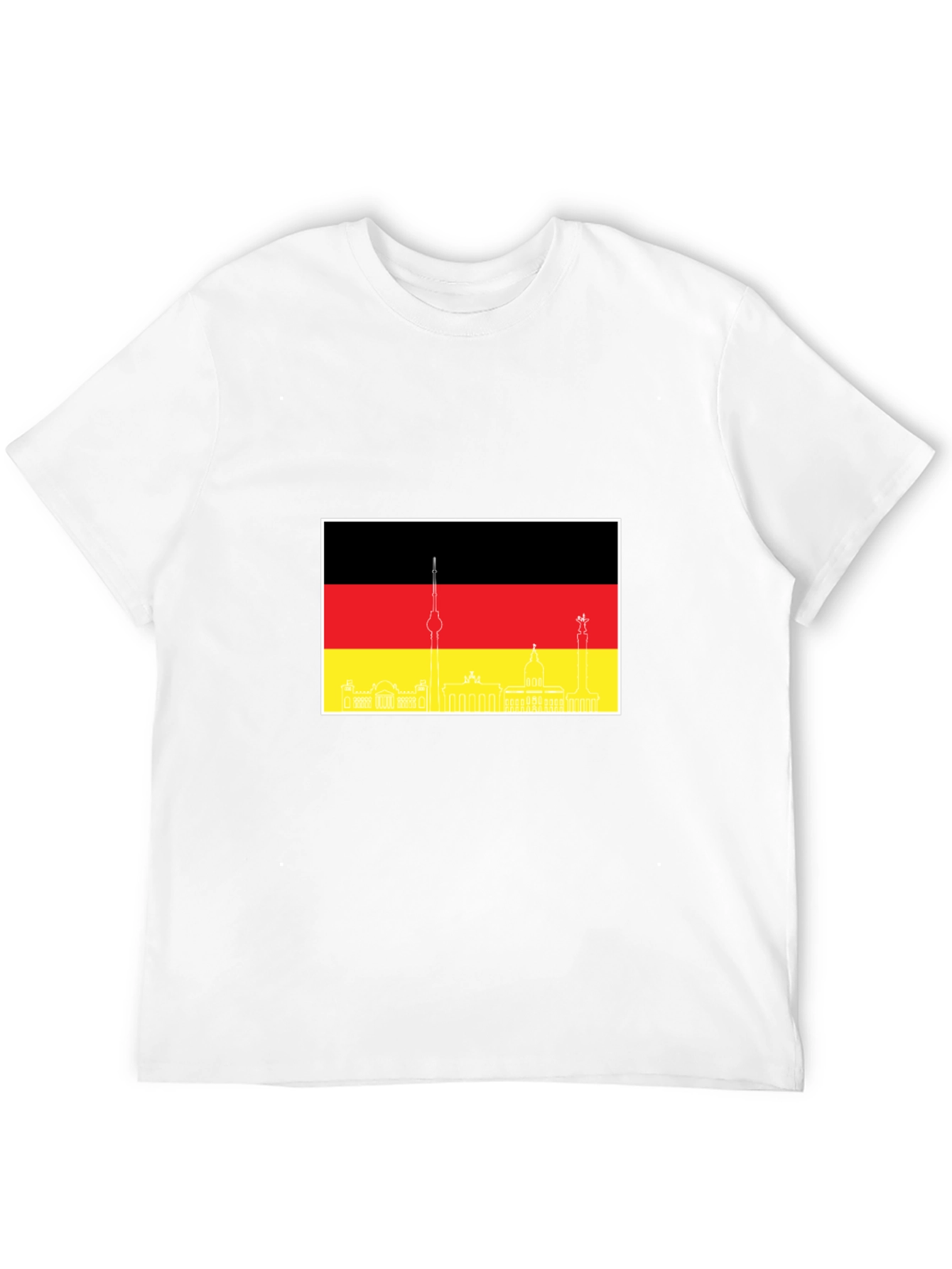 Berlin Skyline German Flag Mens Black T-Shirt