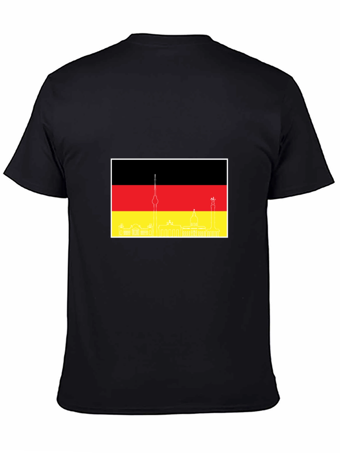 Berlin Skyline German Flag Mens Black T-Shirt