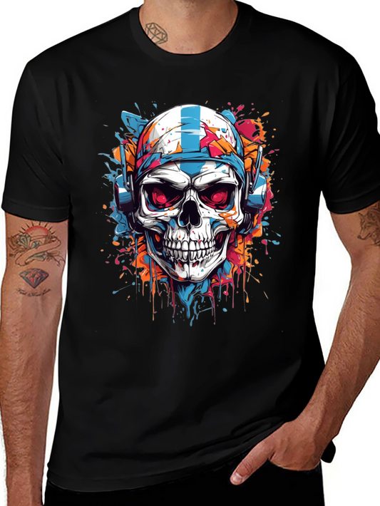 Skull Graphic Tee - DJ Skull with Headphones