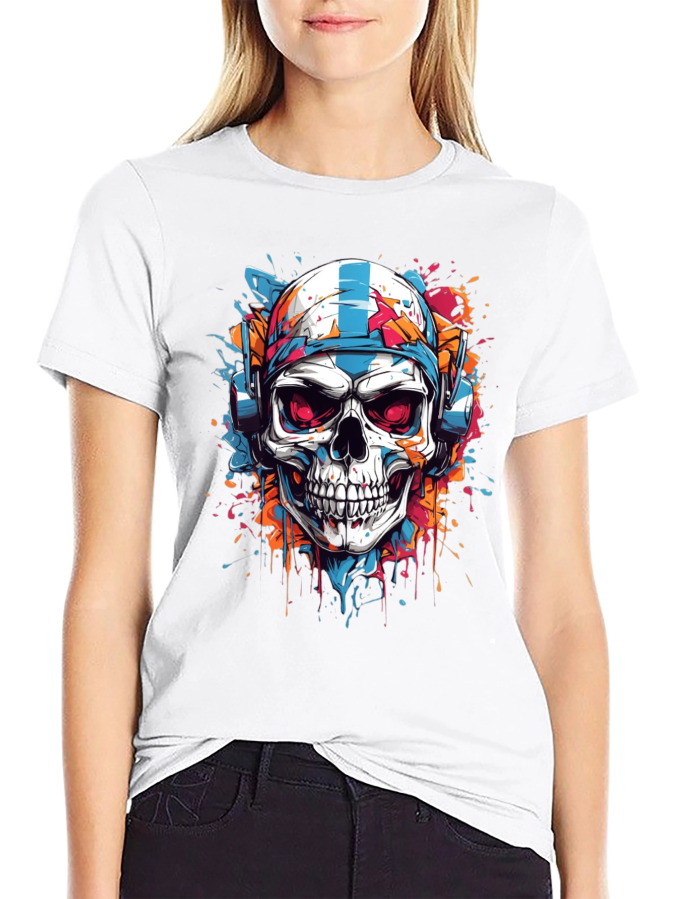 Skull Graphic Tee - DJ Skull with Headphones