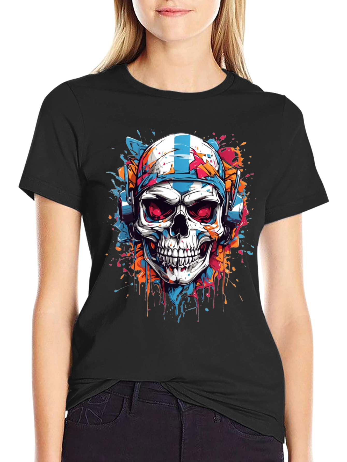 Skull Graphic Tee - DJ Skull with Headphones