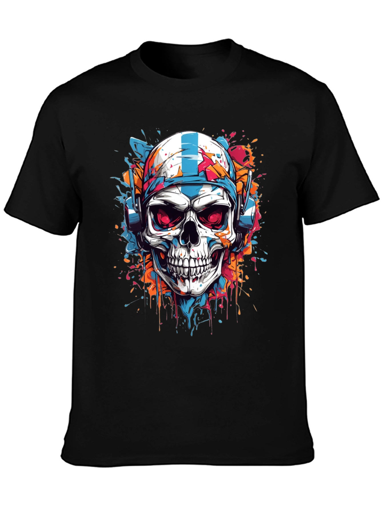 Skull Graphic Tee - DJ Skull with Headphones