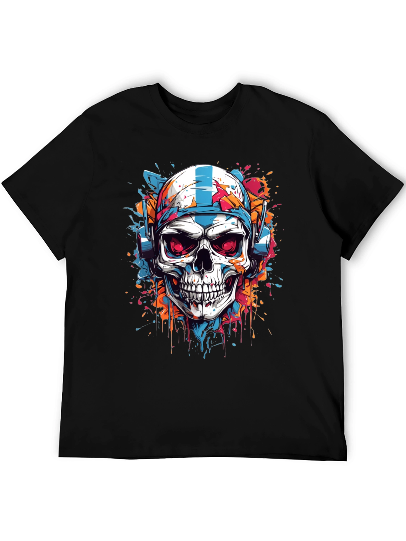 Skull Graphic Tee - DJ Skull with Headphones