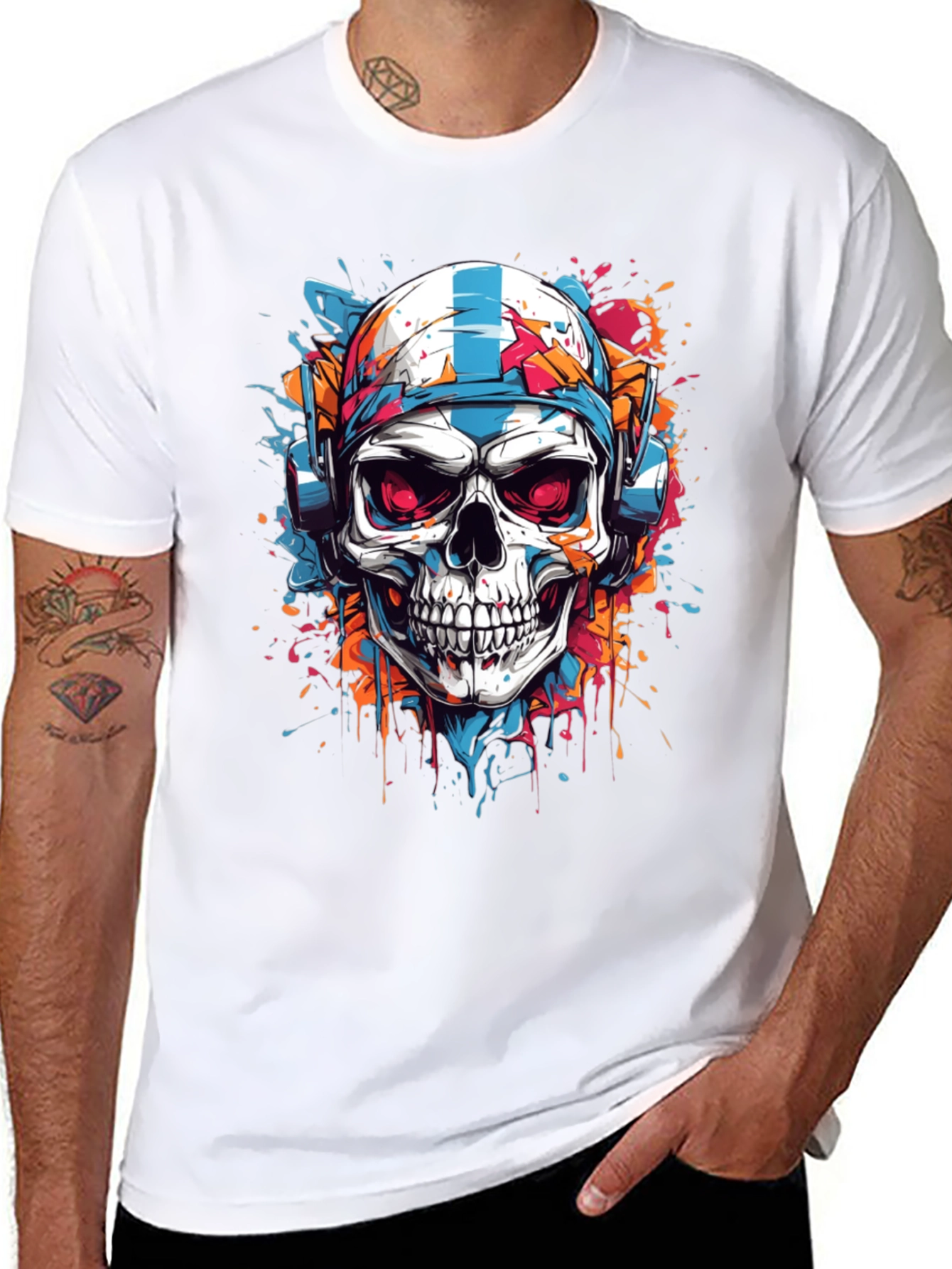 Skull Graphic Tee - DJ Skull with Headphones