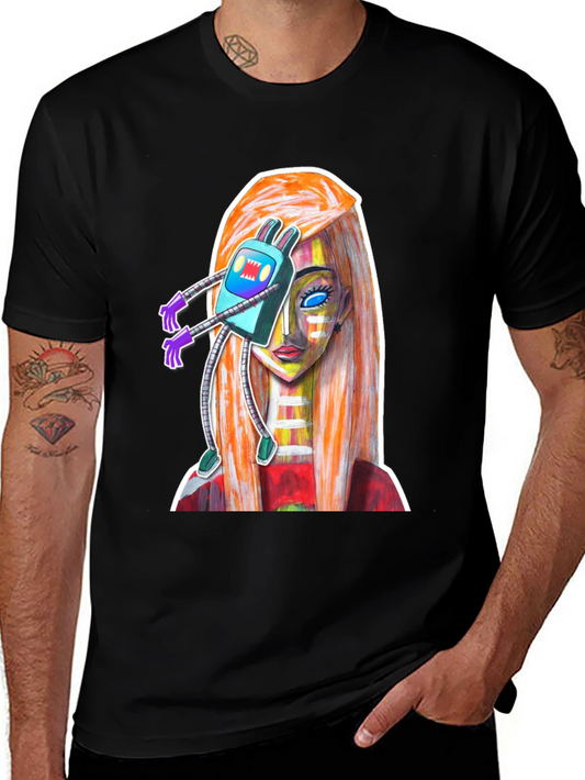 Abstract Robot Girl Graphic T-Shirt