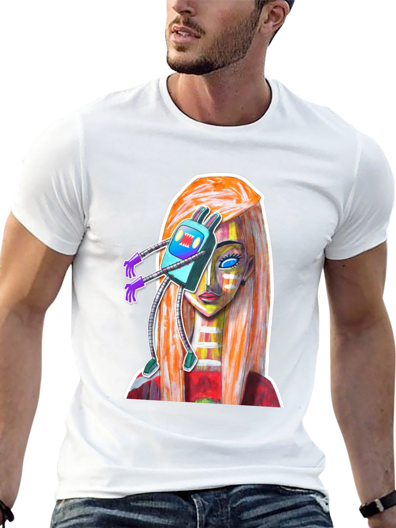 Abstract Robot Girl Graphic T-Shirt
