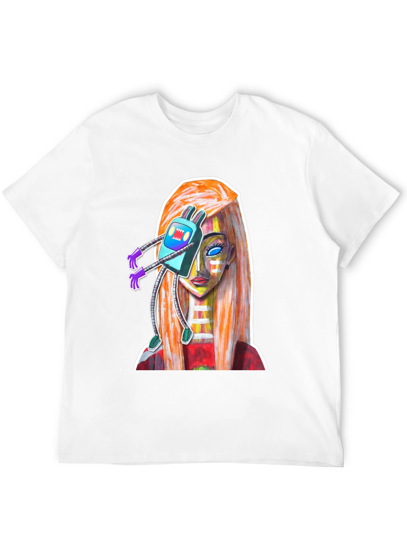 Abstract Robot Girl Graphic T-Shirt