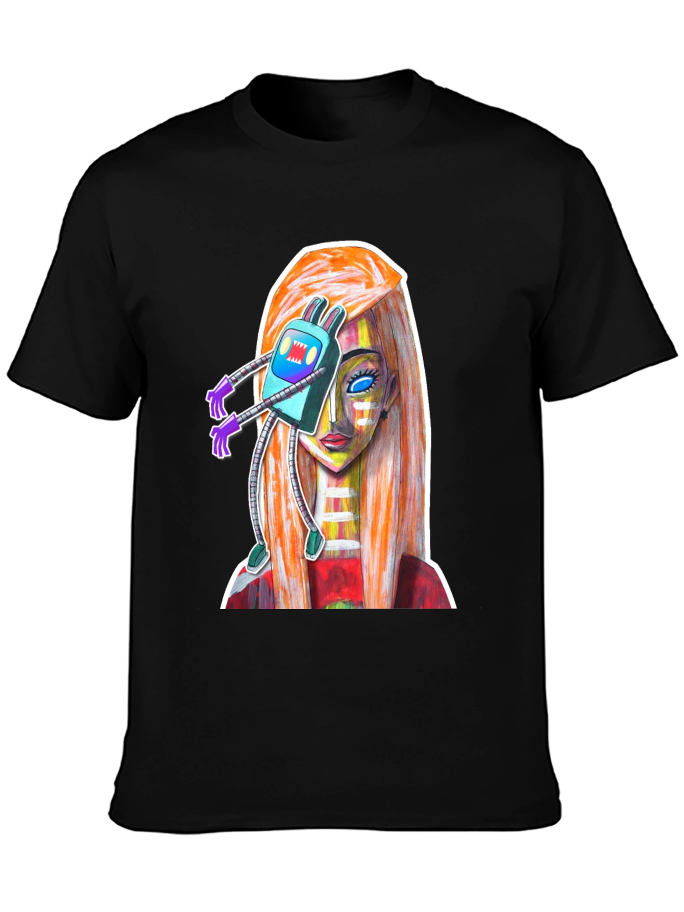 Abstract Robot Girl Graphic T-Shirt