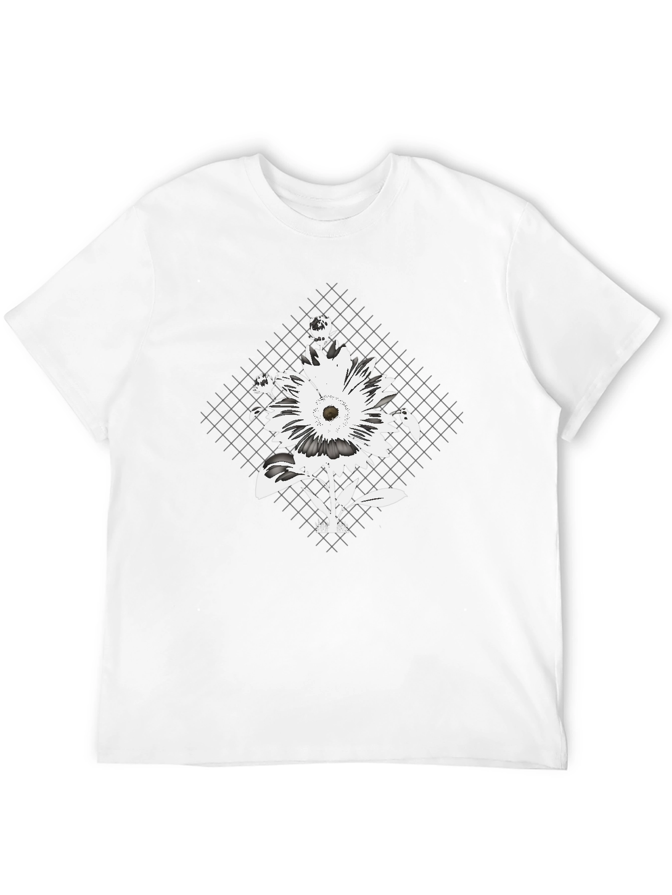Floral Grid Graphic Tee - Black