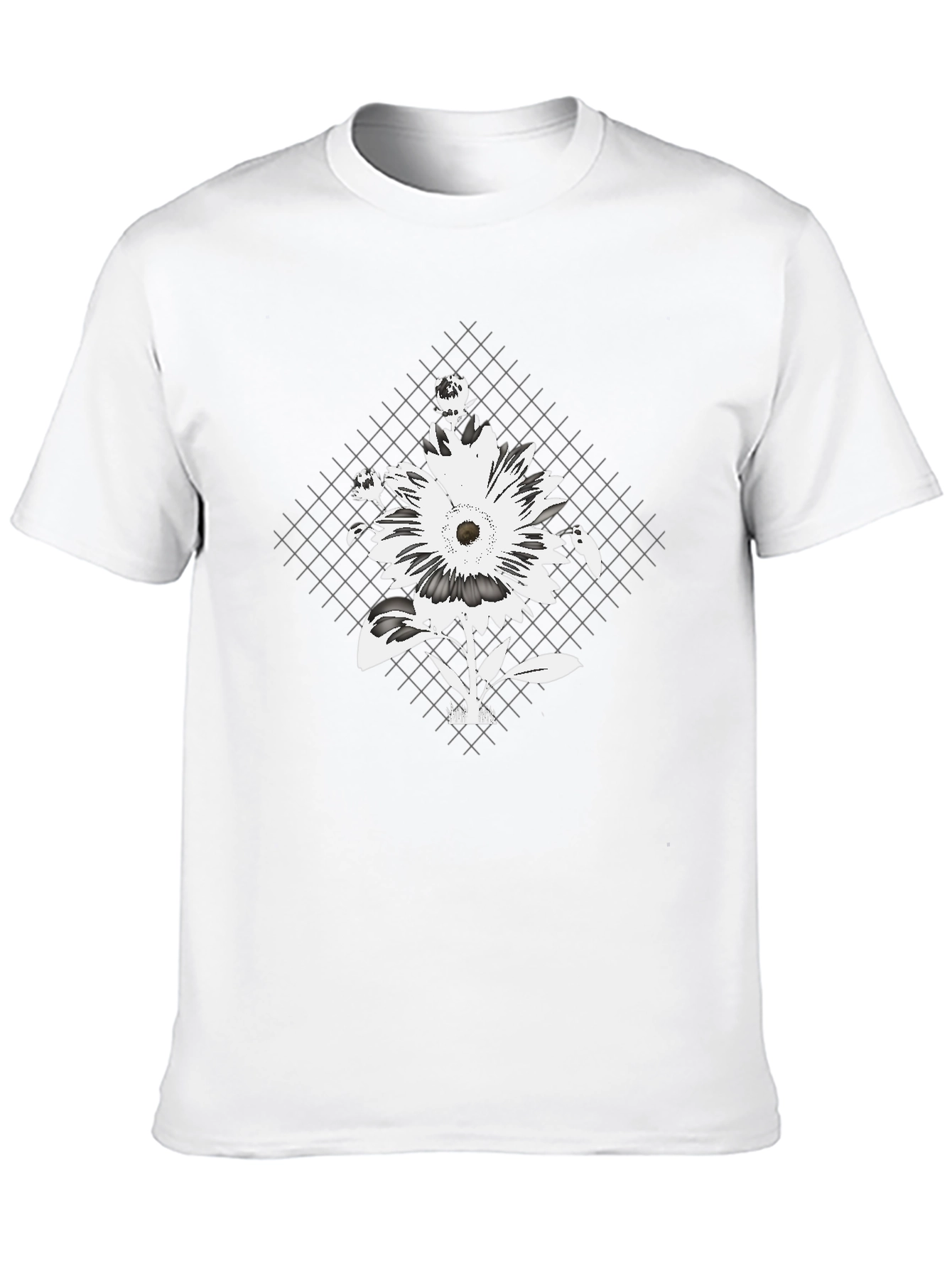 Floral Grid Graphic Tee - Black