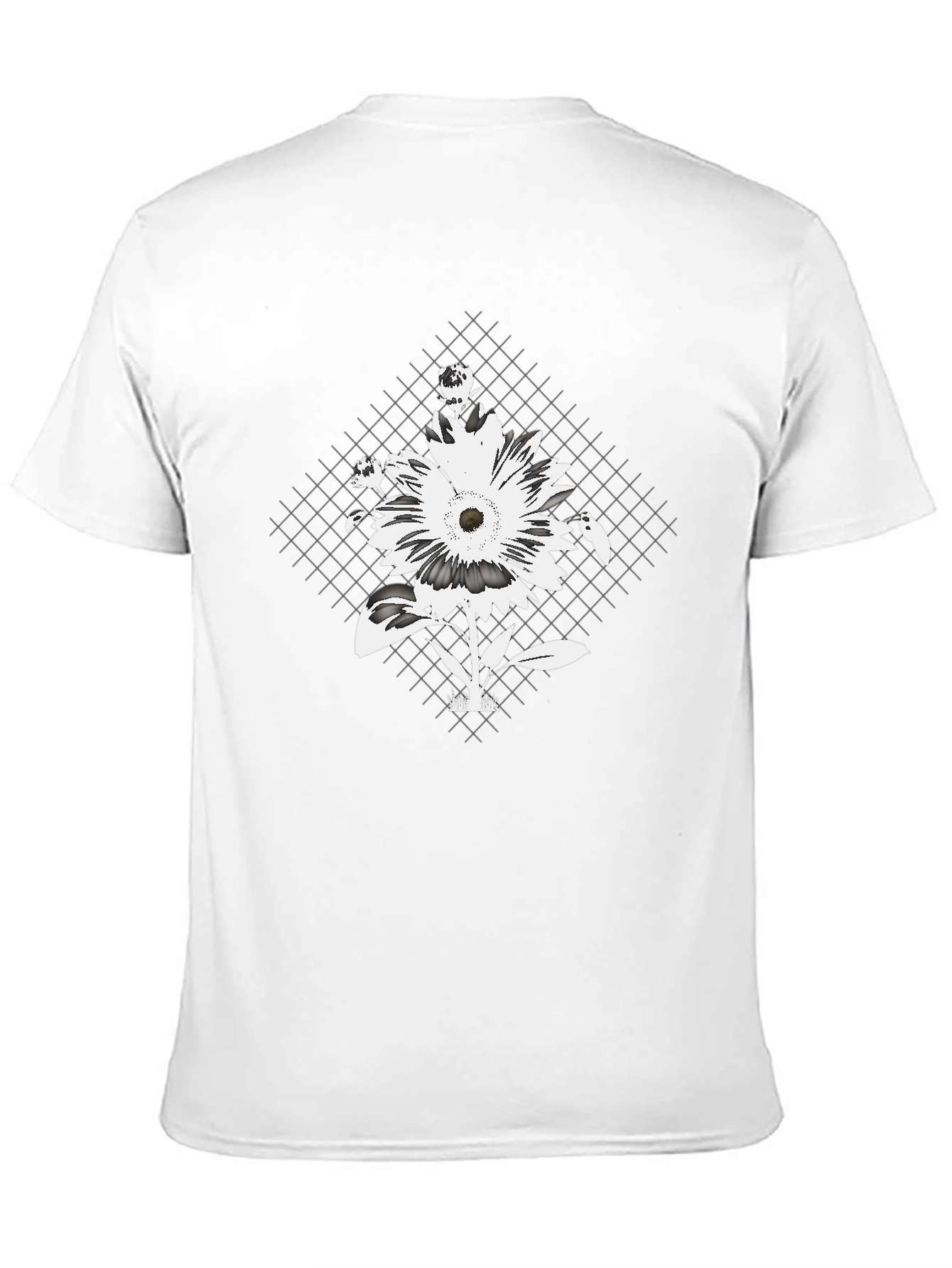 Floral Grid Graphic Tee - Black