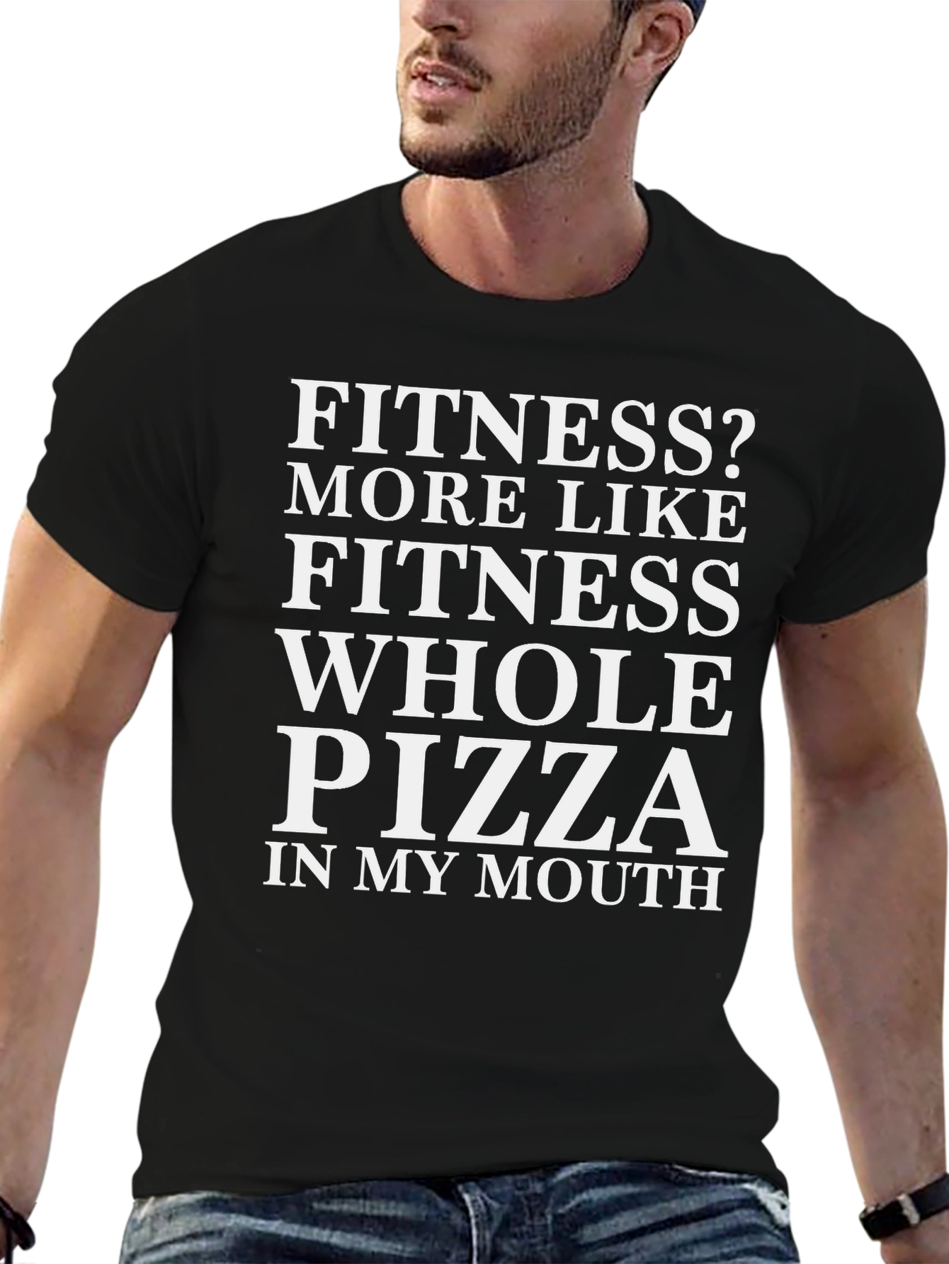 Fitness Whole Pizza Graphic Tee - Black