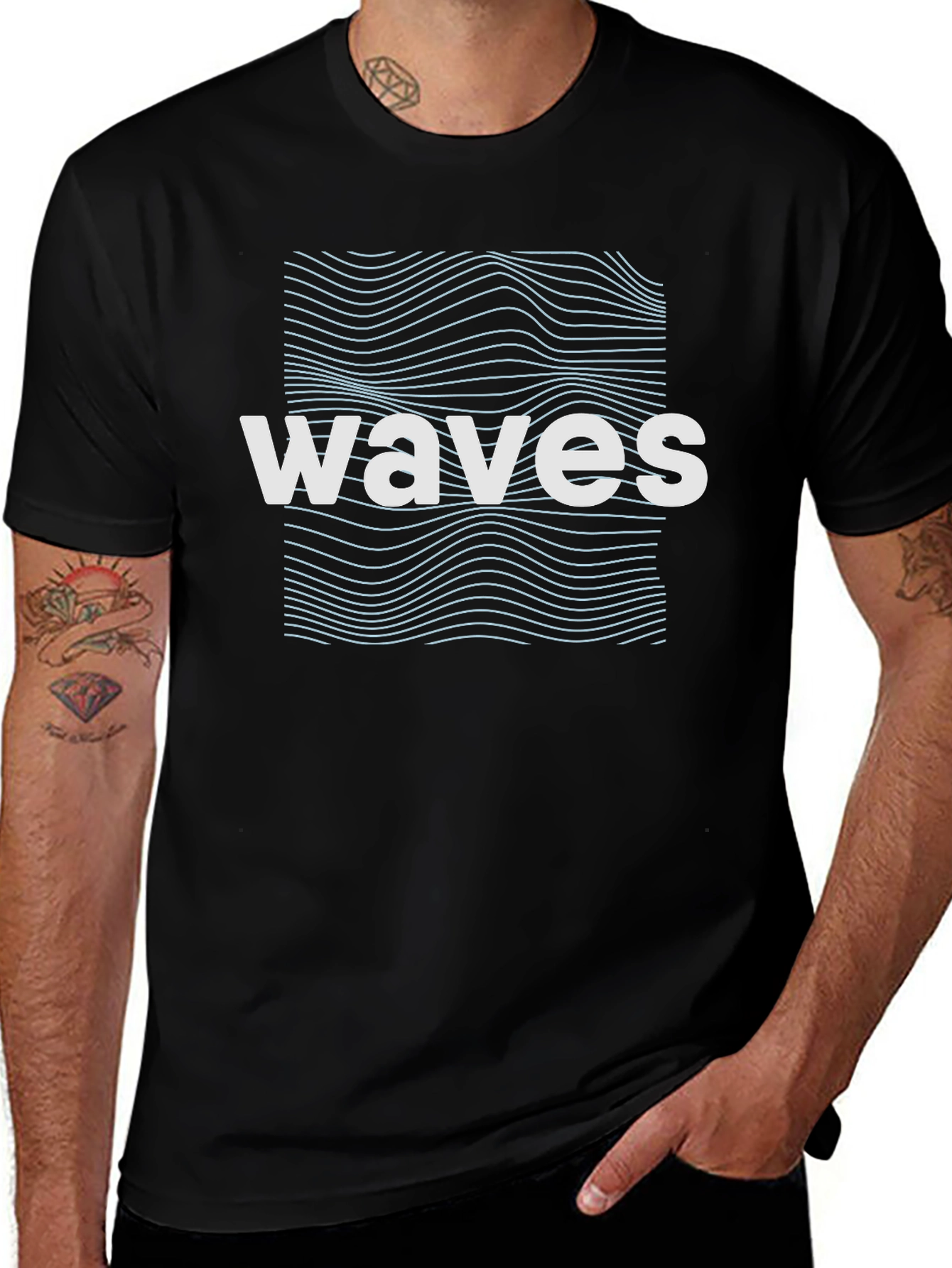Waves Graphic Tee - Cool Black T-Shirt
