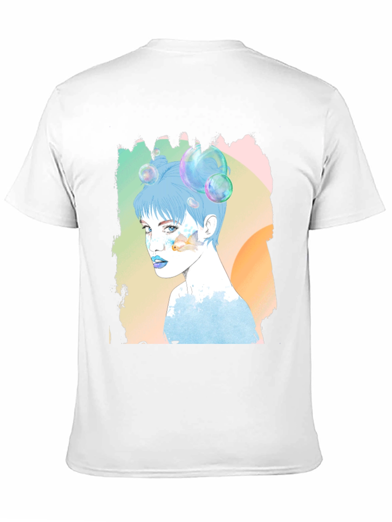 Artistic Woman Portrait Graphic Tee - Black Cotton