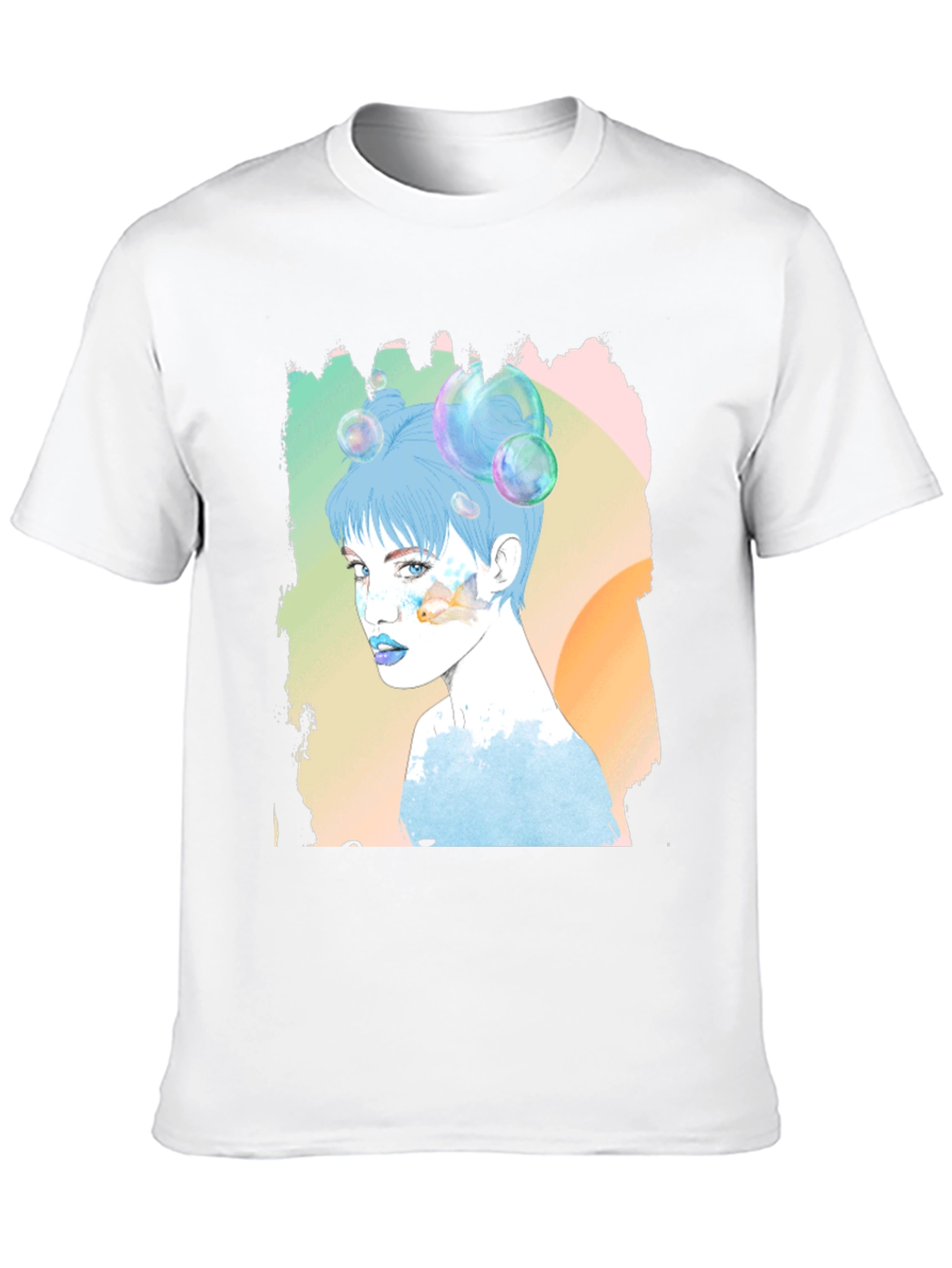 Artistic Woman Portrait Graphic Tee - Black Cotton