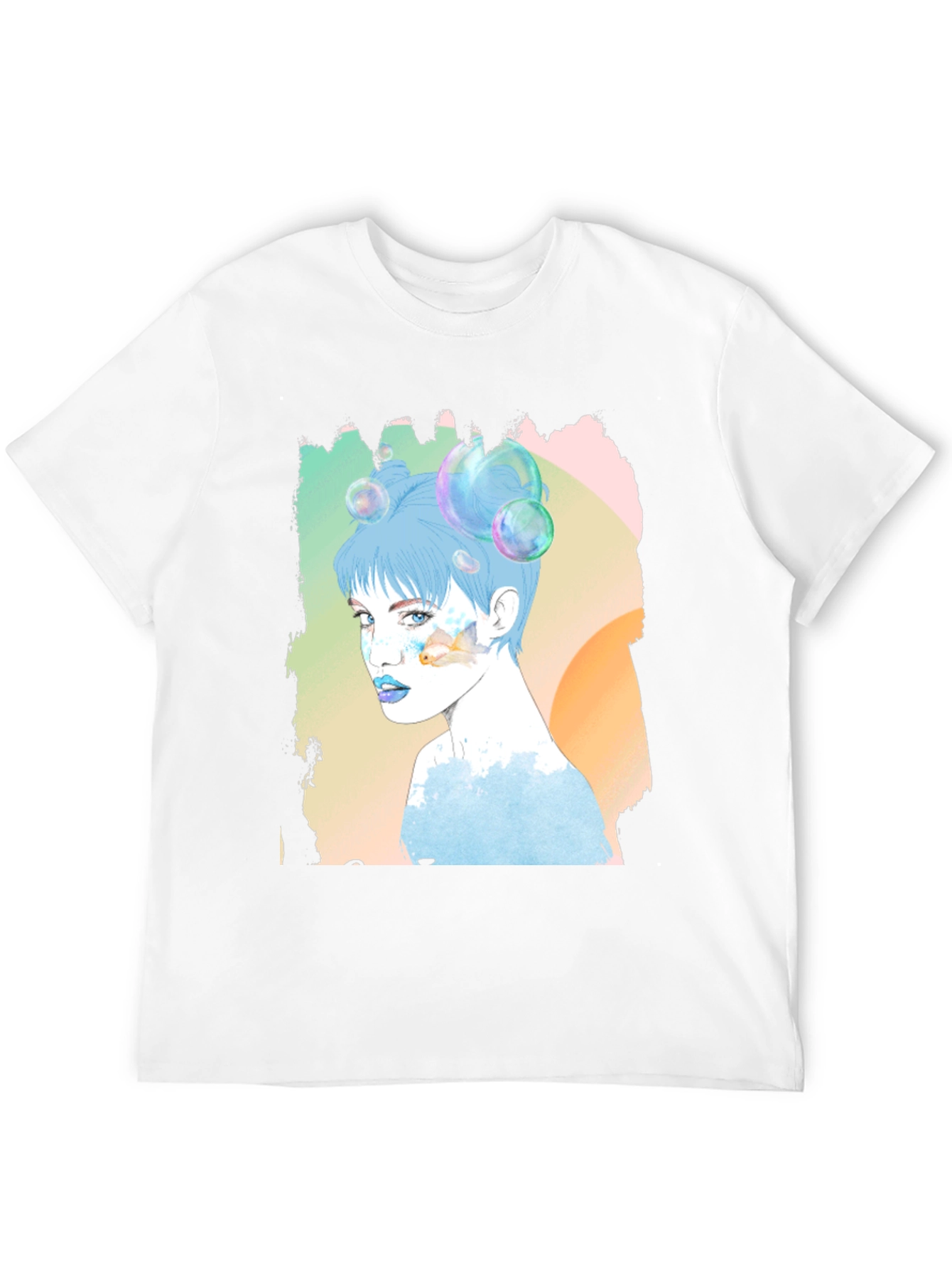 Artistic Woman Portrait Graphic Tee - Black Cotton