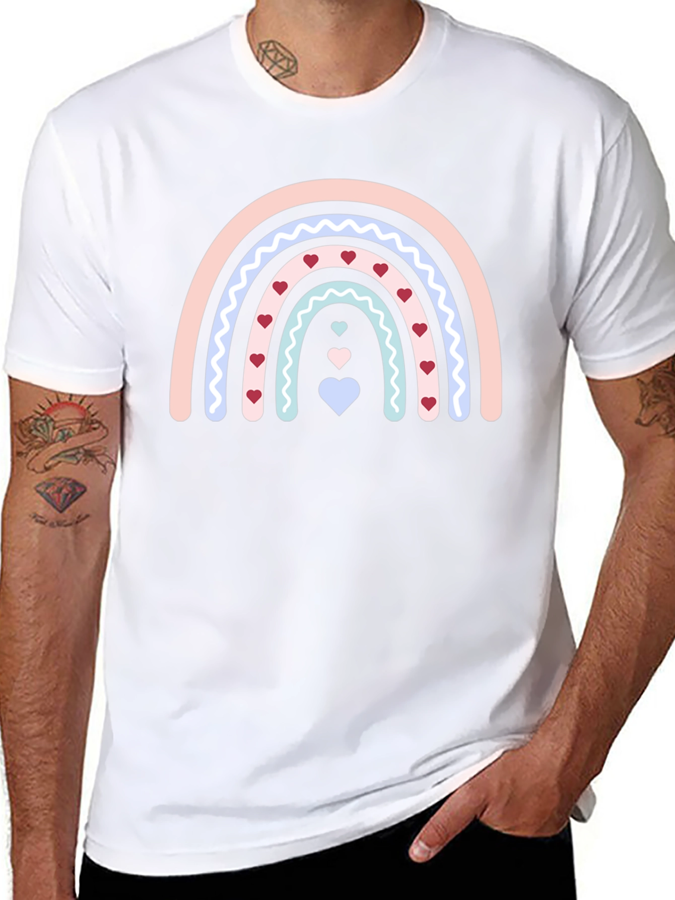 Heart Rainbow Graphic Tee - Black