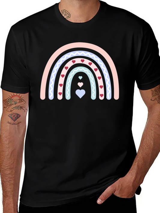 Heart Rainbow Graphic Tee - Black