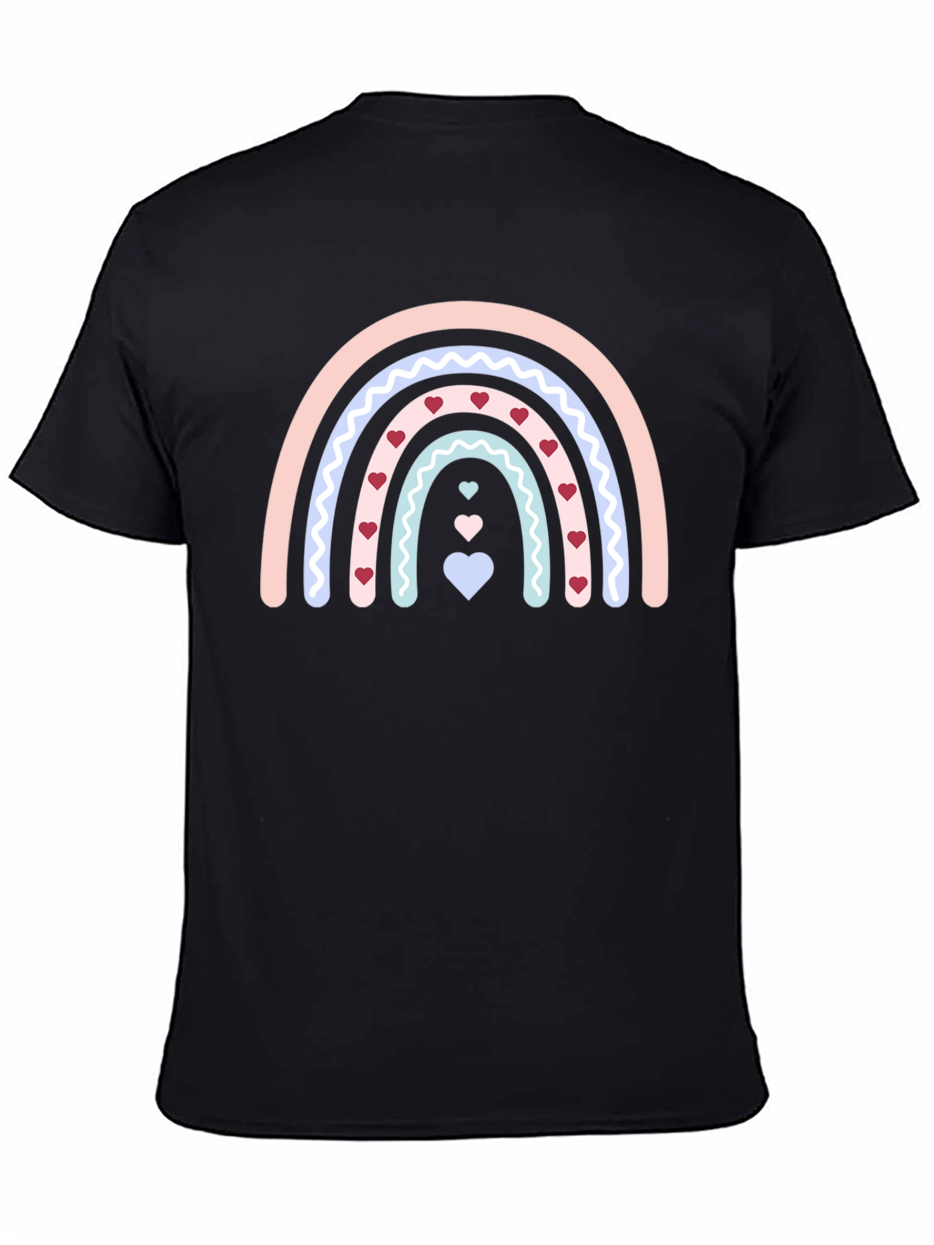 Heart Rainbow Graphic Tee - Black