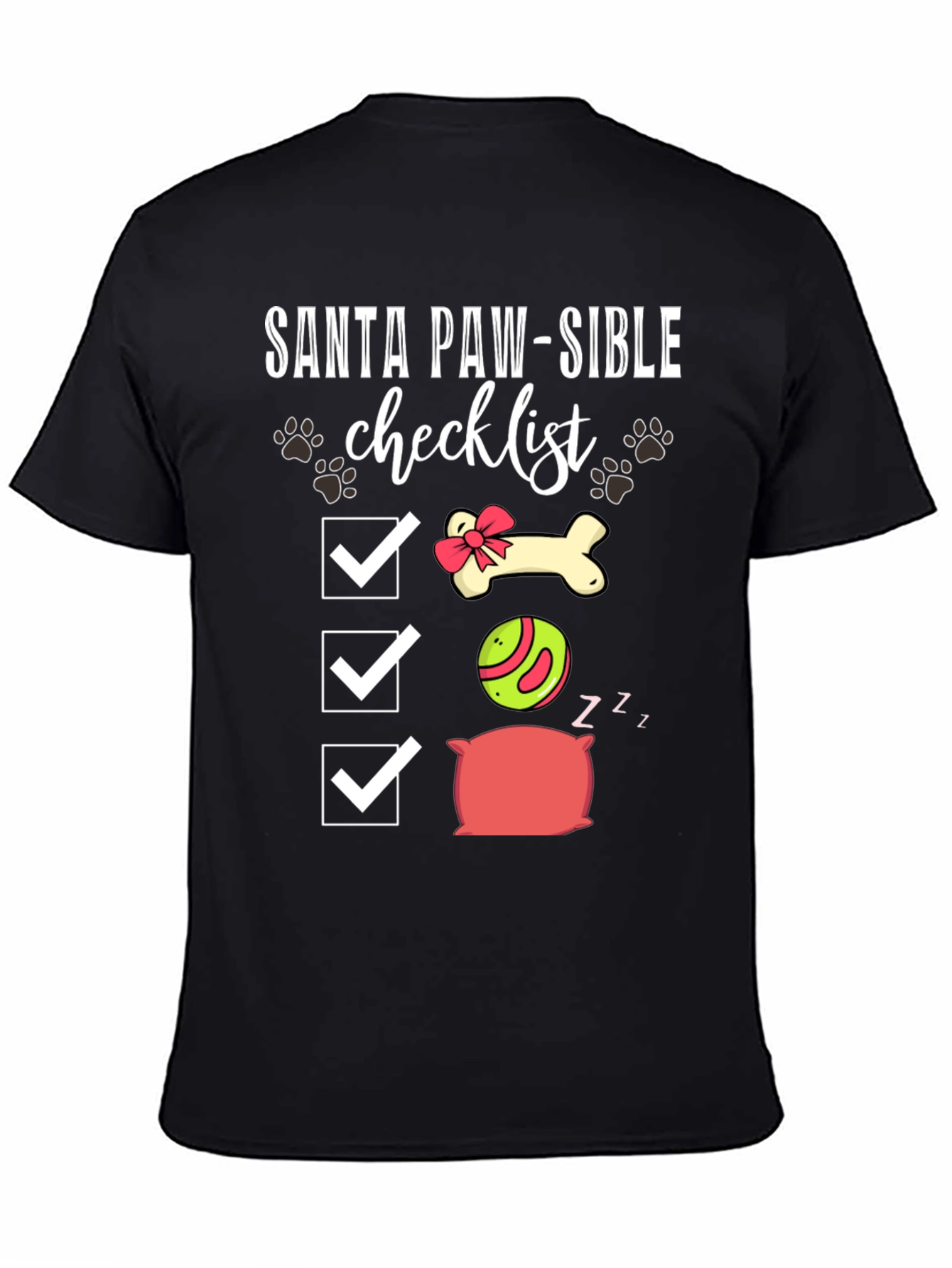 Santa Paw-Sible Checklist T-Shirt