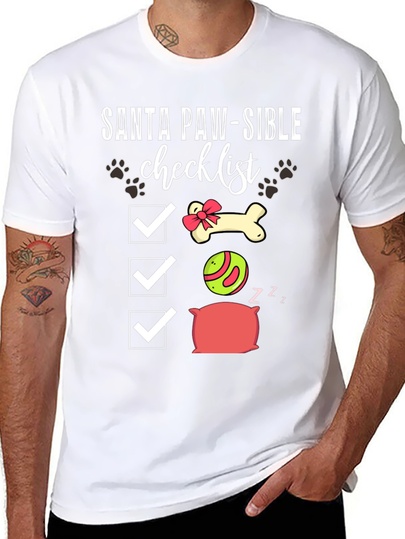 Santa Paw-Sible Checklist T-Shirt
