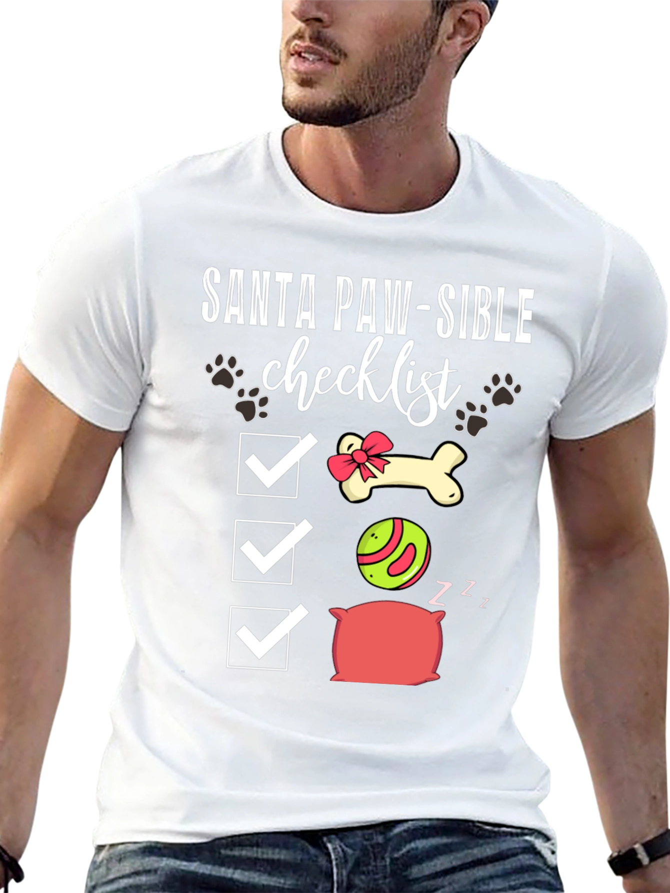 Santa Paw-Sible Checklist T-Shirt
