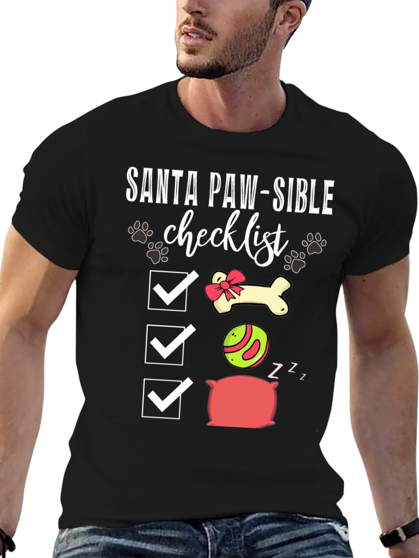 Santa Paw-Sible Checklist T-Shirt