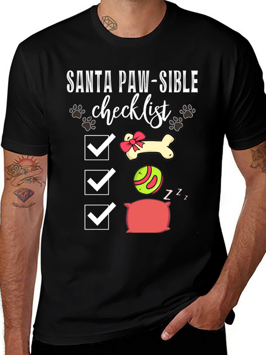 Santa Paw-Sible Checklist T-Shirt