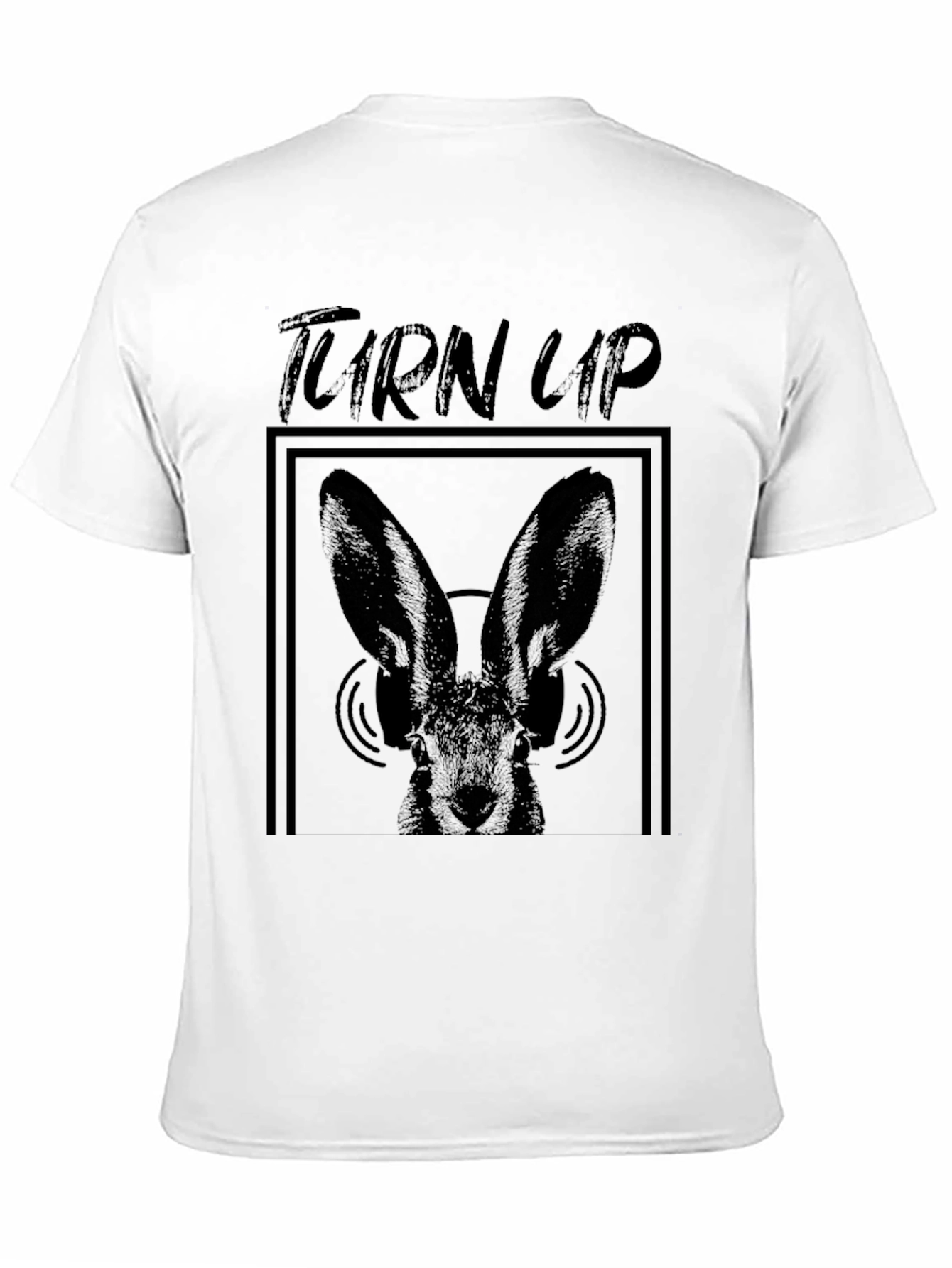 Turn Up Rabbit Graphic Black T-Shirt