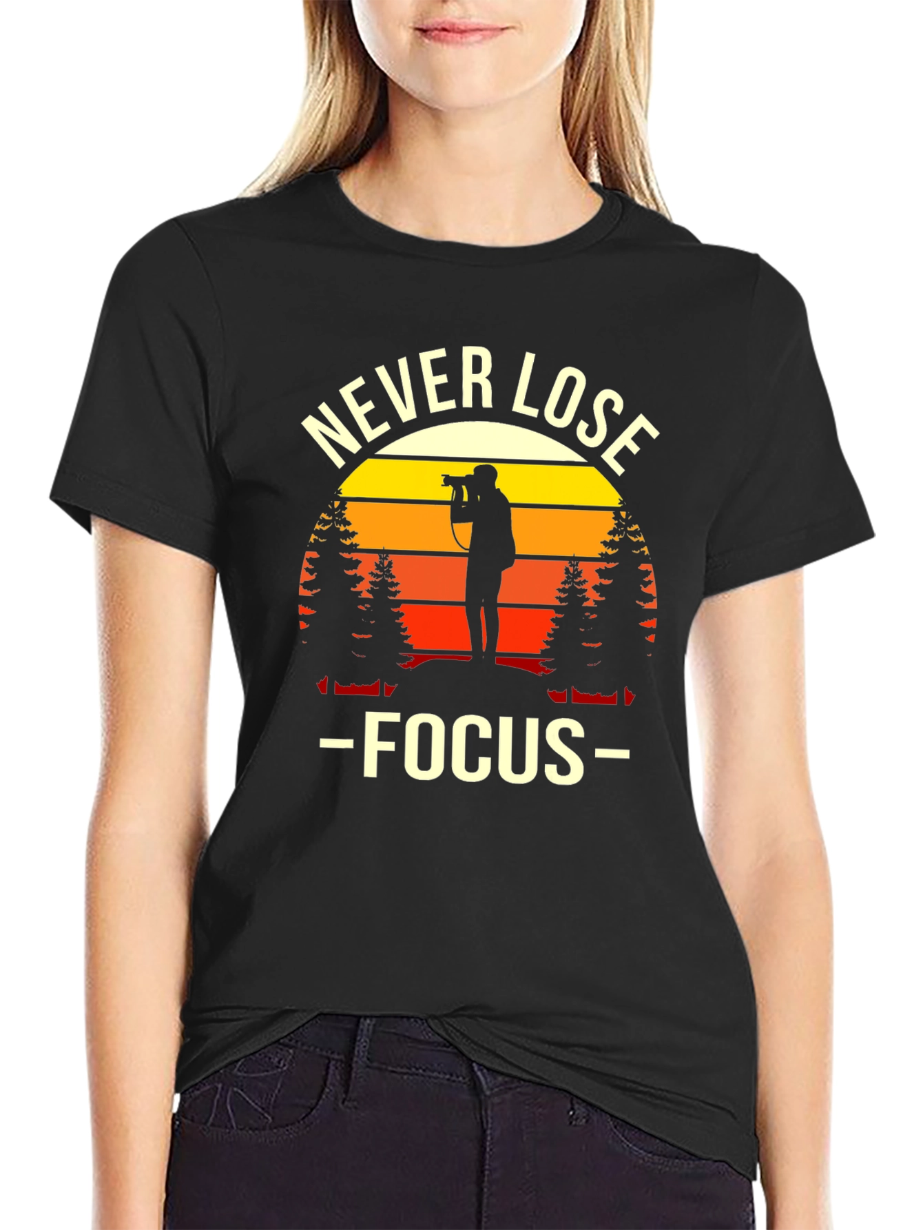 Never Lose Focus Photographer Sunset Graphic Tee