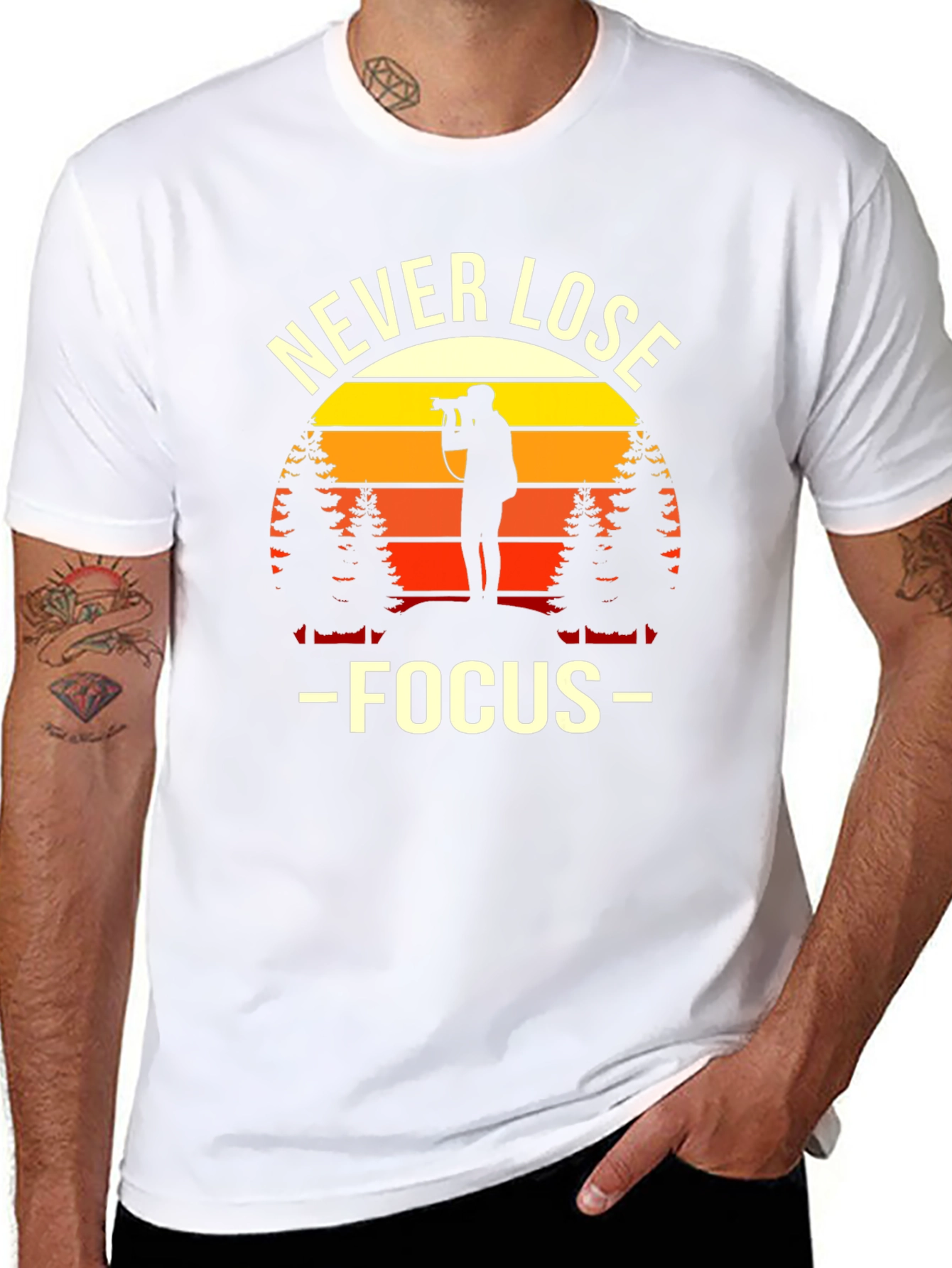 Never Lose Focus Photographer Sunset Graphic Tee