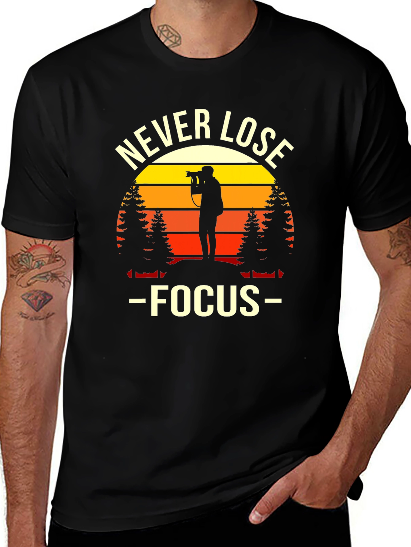 Never Lose Focus Photographer Sunset Graphic Tee