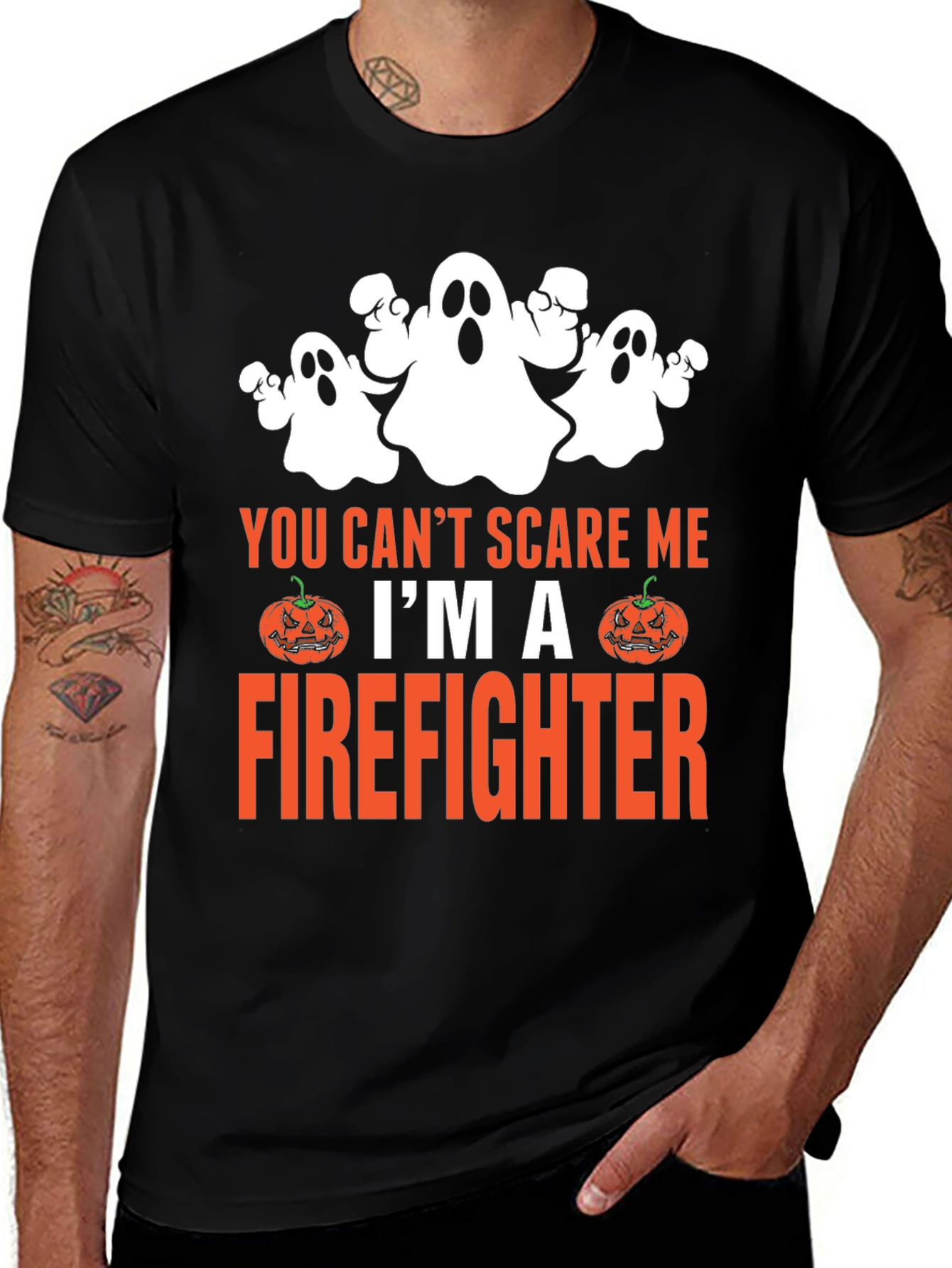 Firefighter Halloween T-Shirt - You Cant Scare Me!