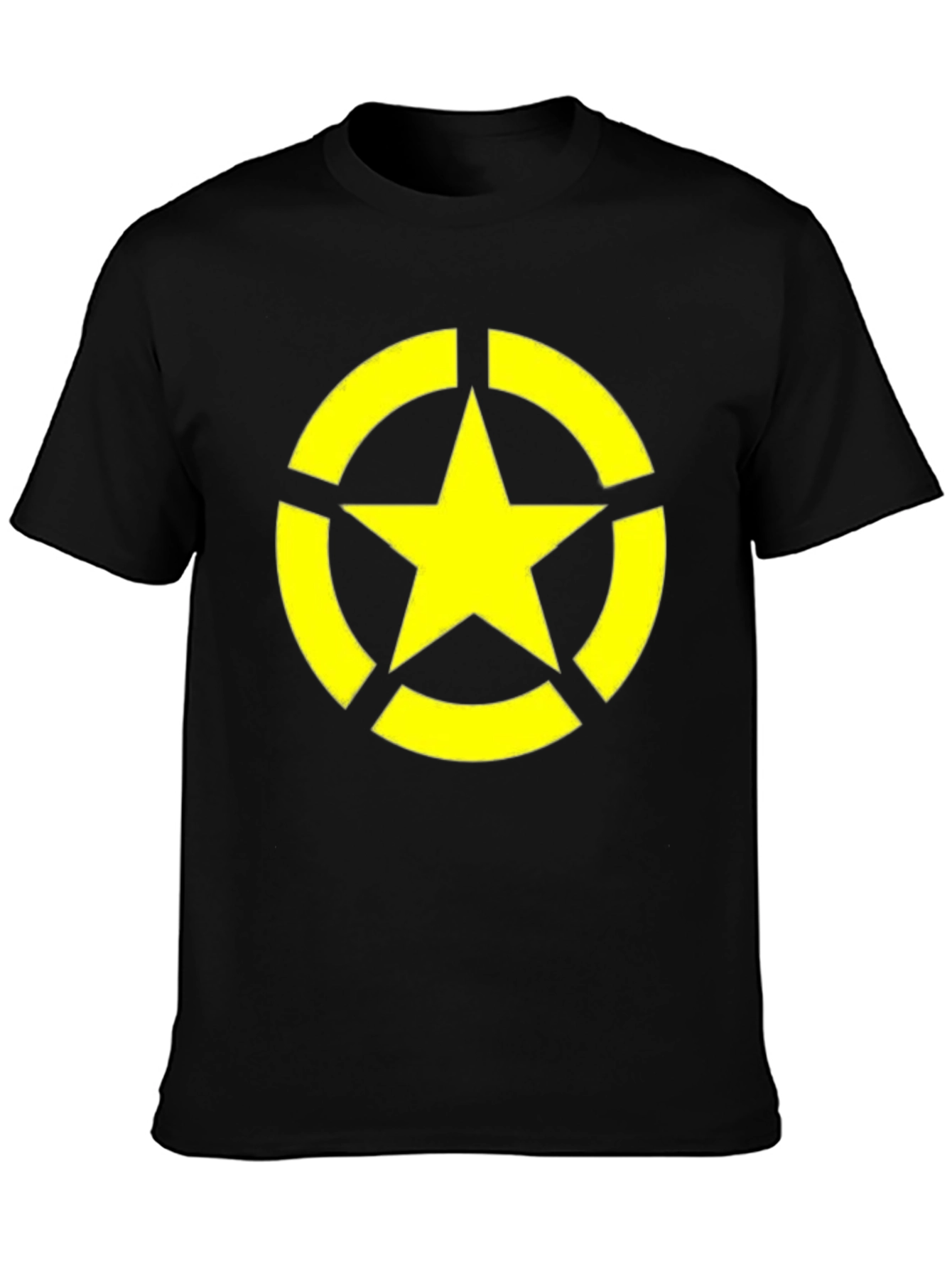 Black Tee with Yellow Star Circle Graphic
