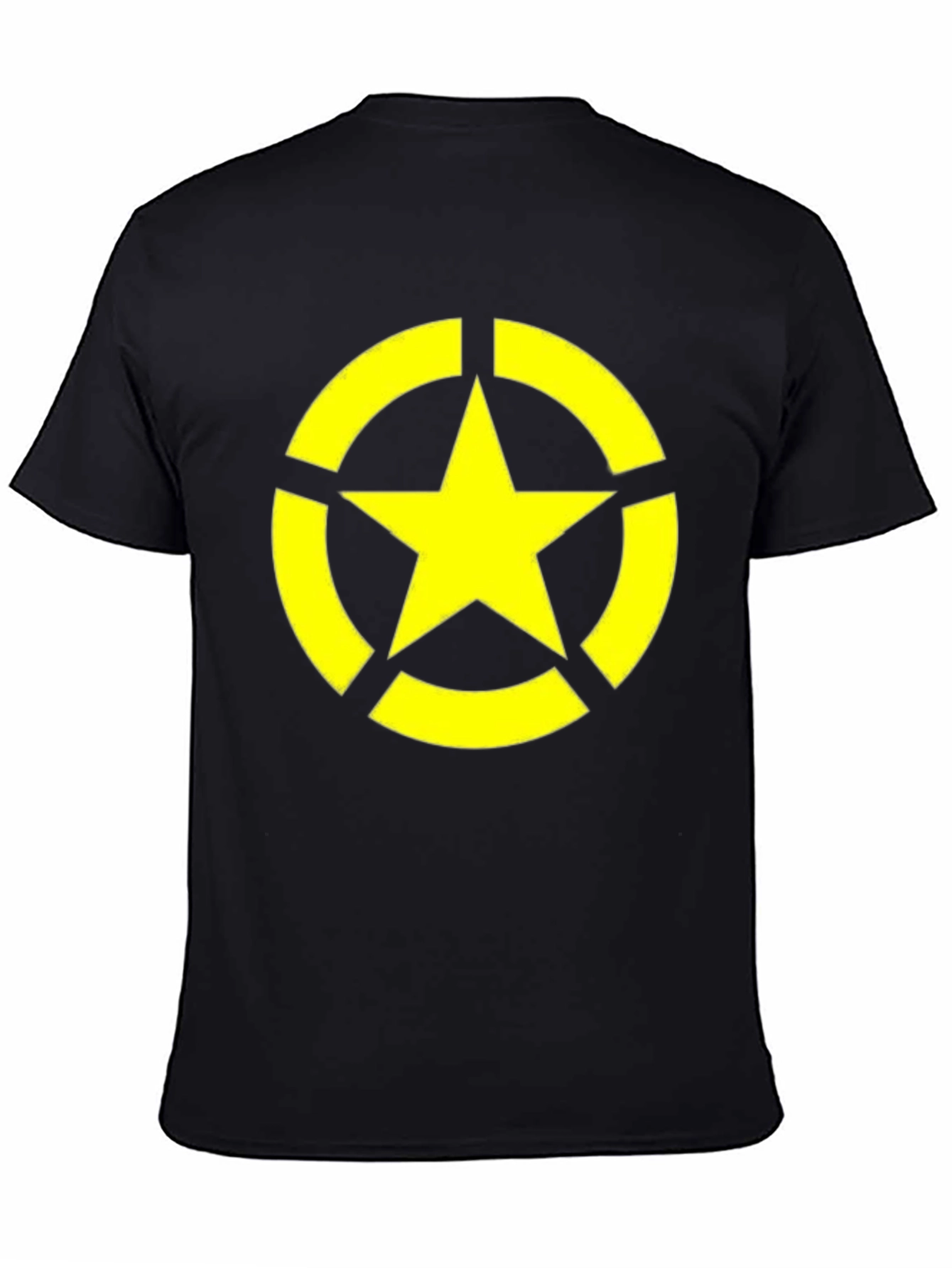 Black Tee with Yellow Star Circle Graphic