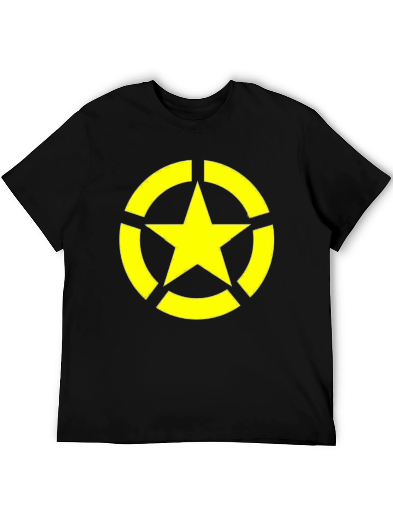 Black Tee with Yellow Star Circle Graphic
