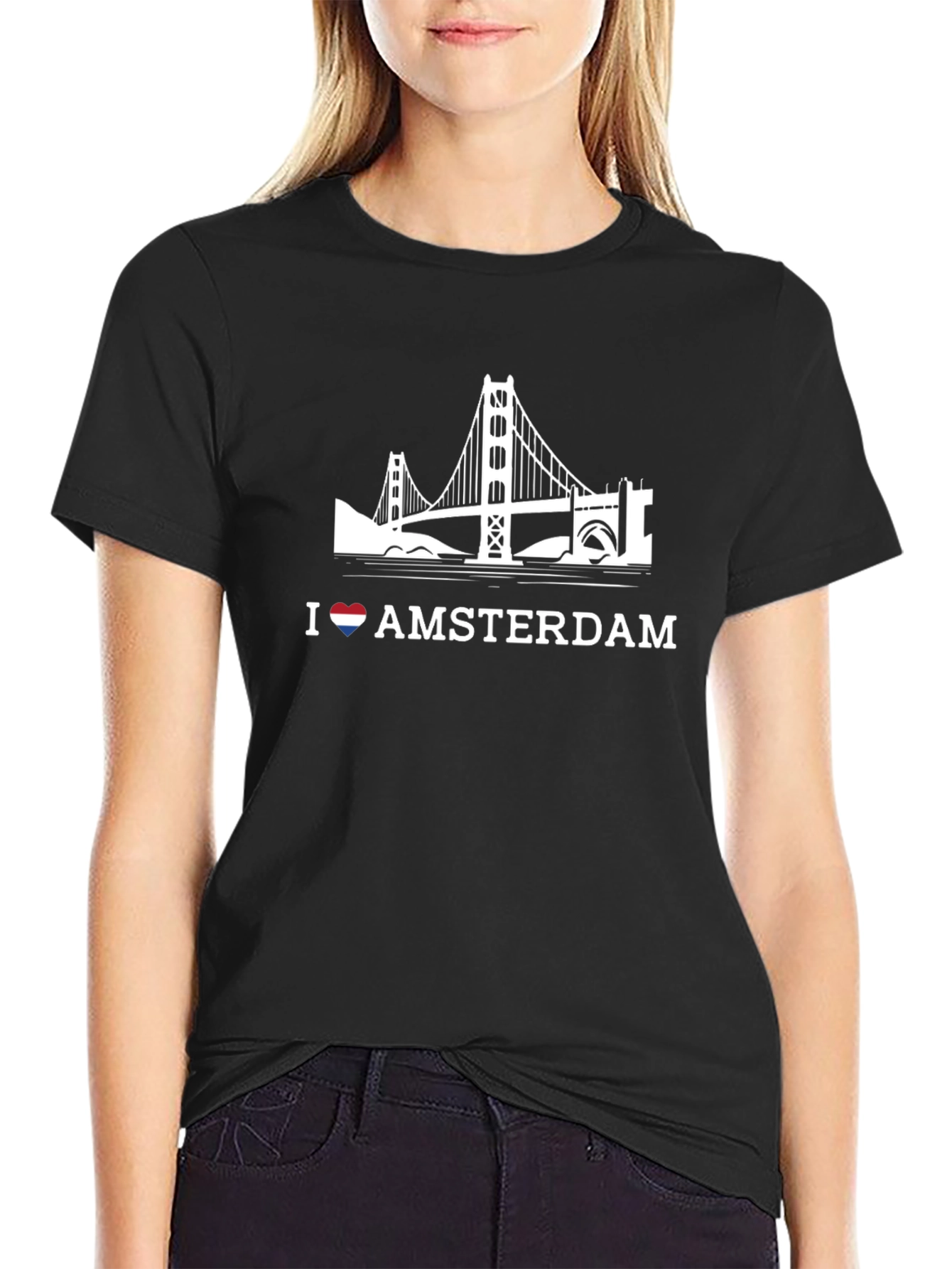 I Love Amsterdam Black Graphic Tee