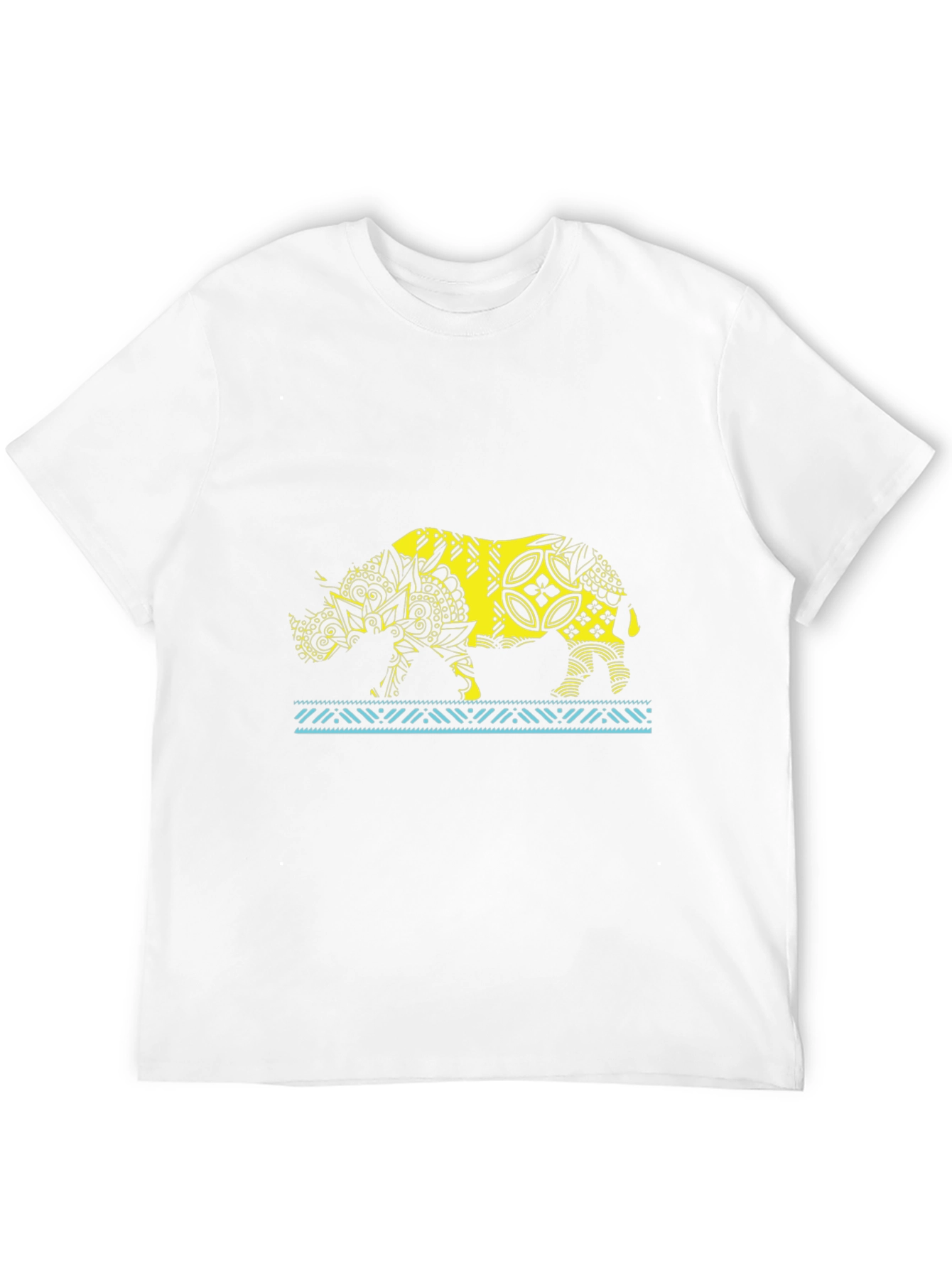 Tribal Rhino Graphic T-Shirt - Black