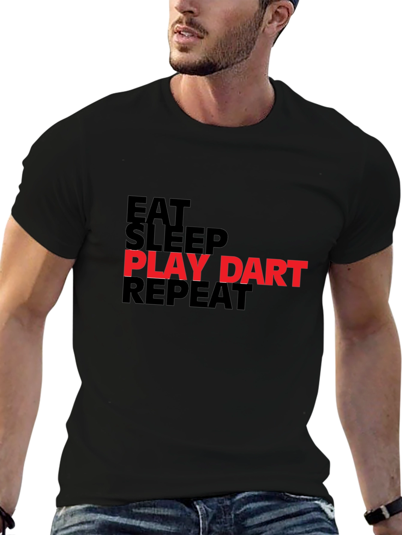 Eat Sleep Play Dart Repeat Black T-Shirt