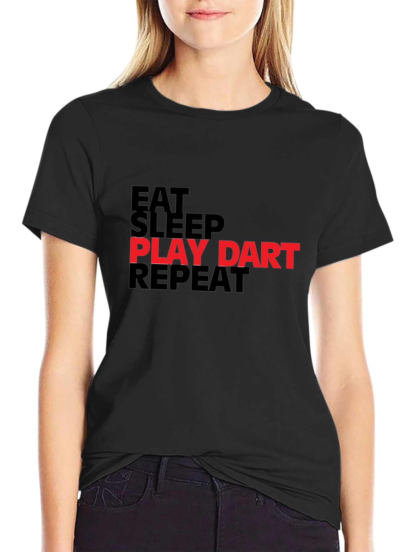 Eat Sleep Play Dart Repeat Black T-Shirt