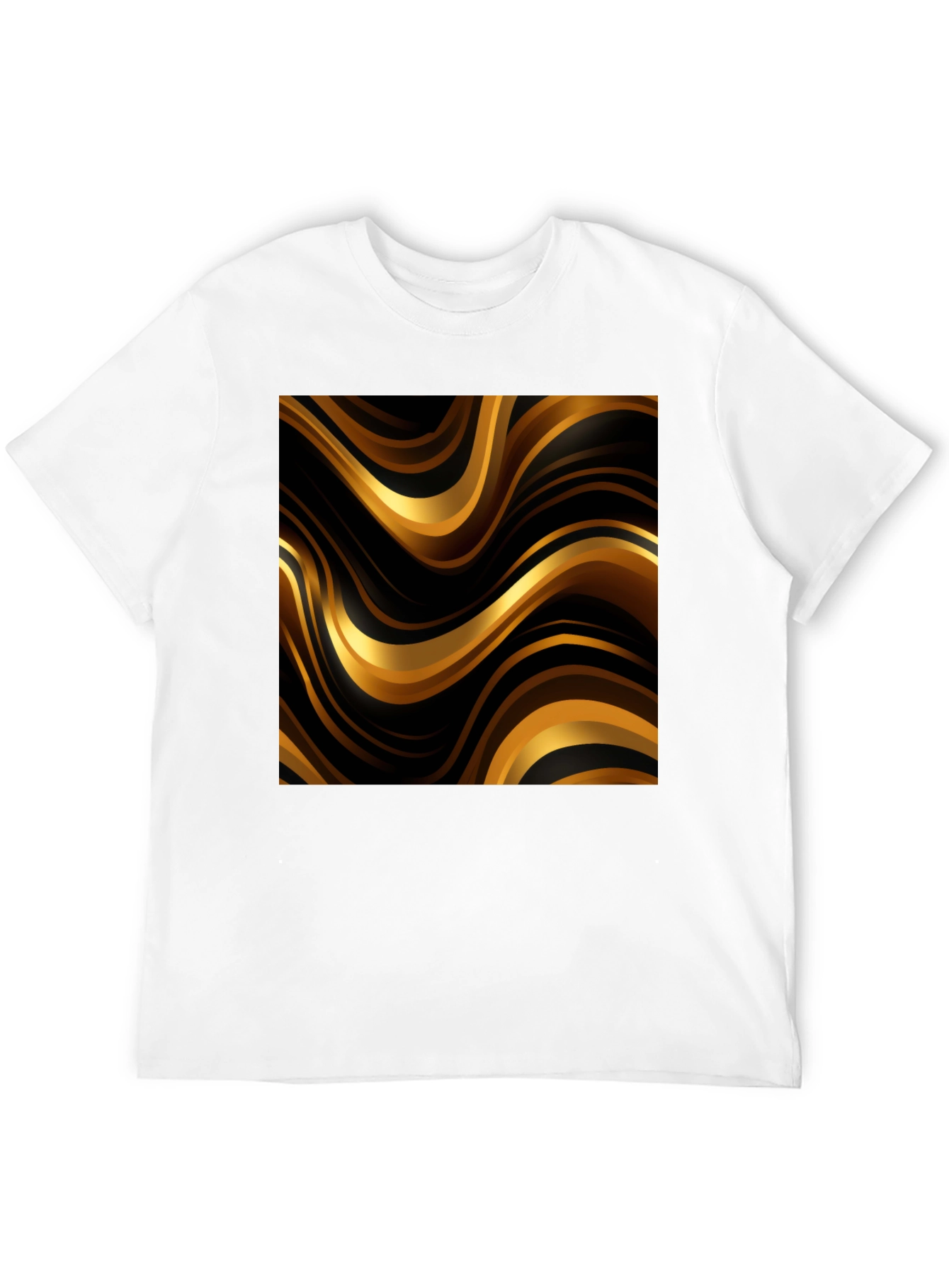 Mens Black T-Shirt with Golden Wave Design