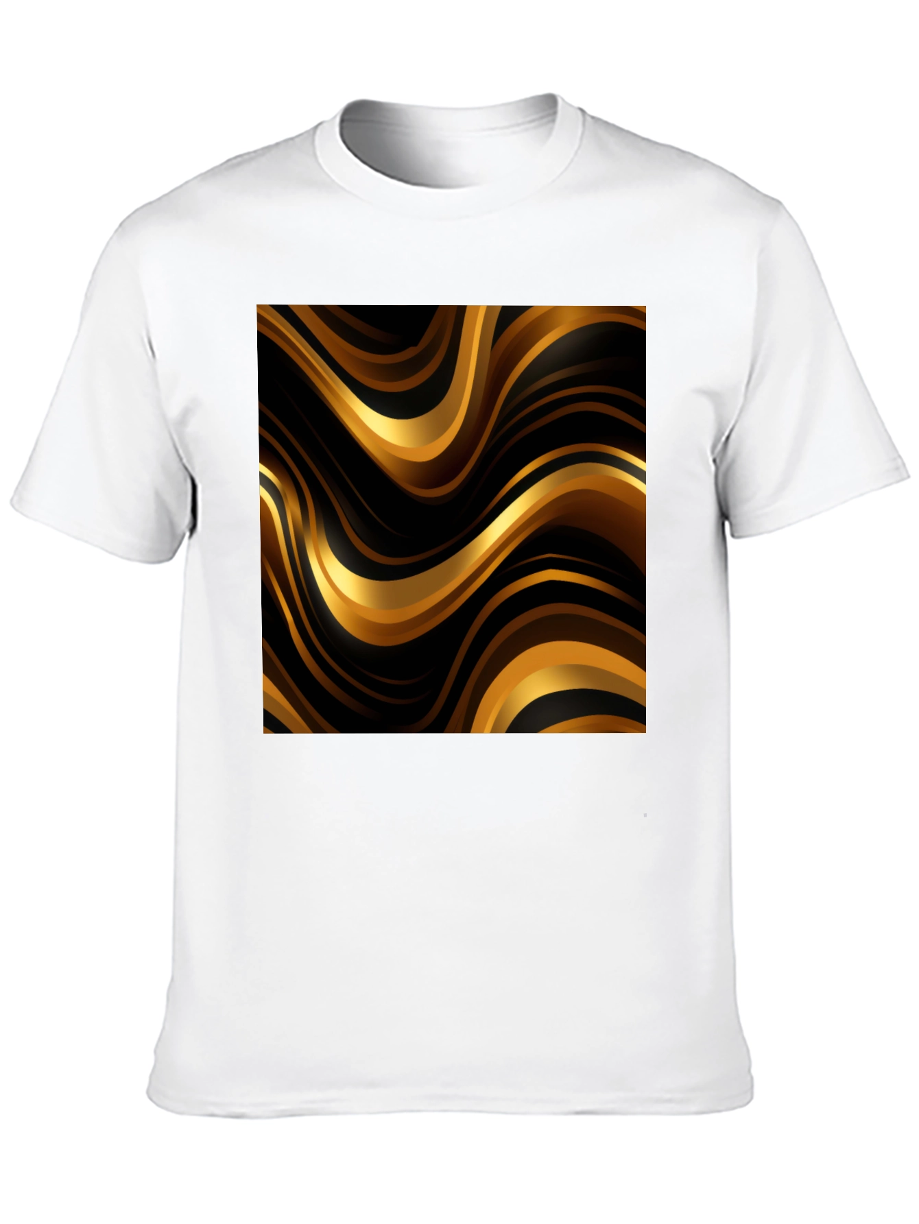 Mens Black T-Shirt with Golden Wave Design